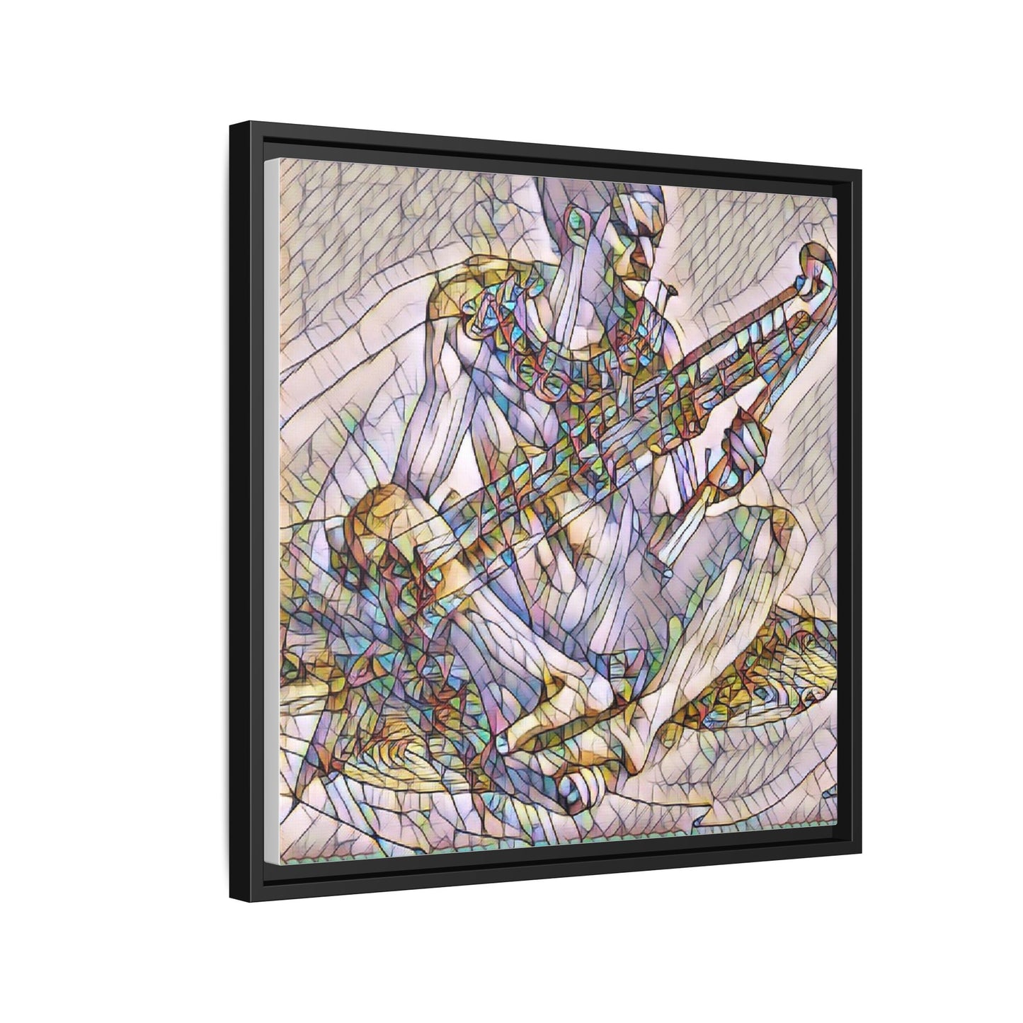 Framed Abstract Musician Canvas Art — Multicolor Modern Wall Decor