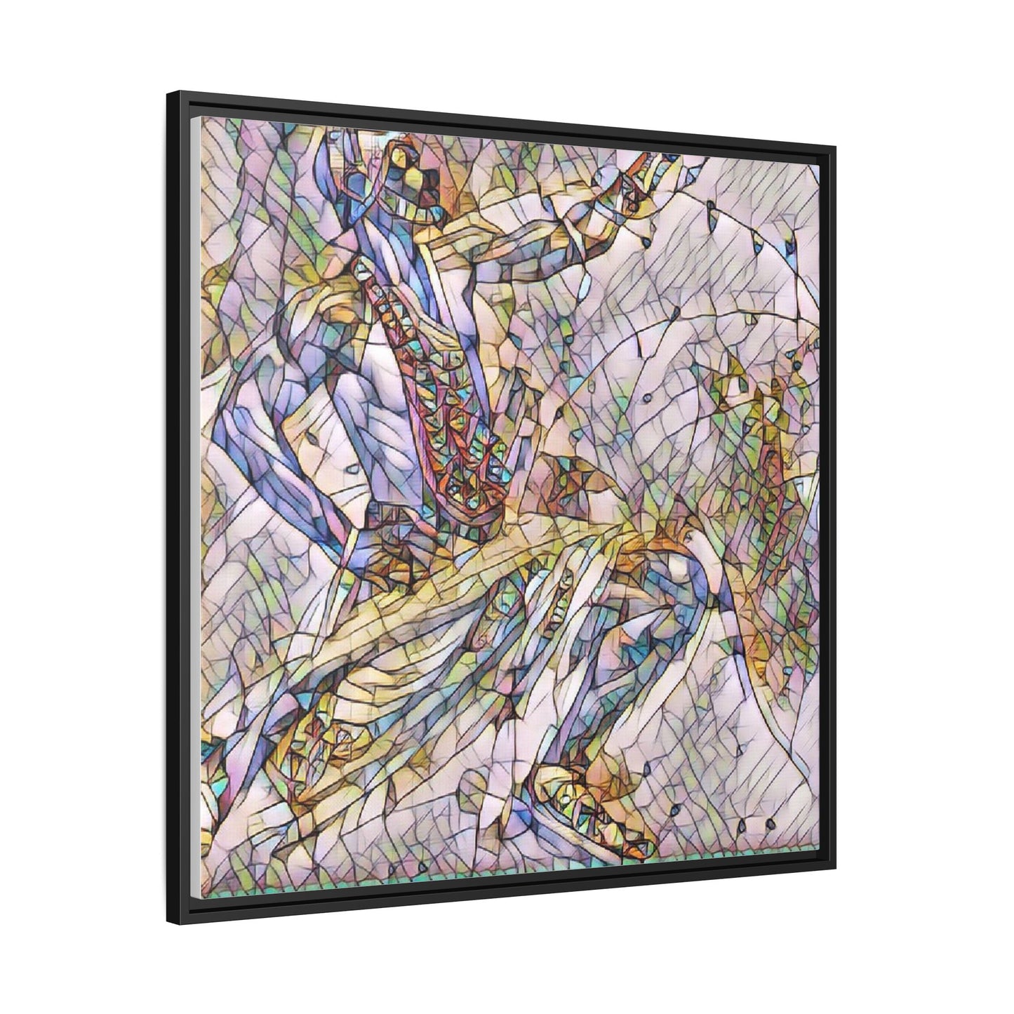 Abstract Stained-Glass Dancers — Framed Matte Canvas Art