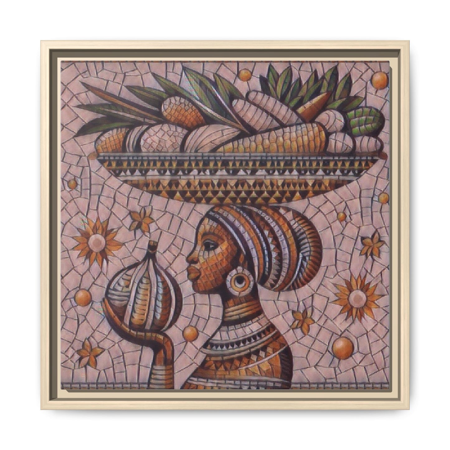 Egyptian Mosaic Goddess Matte Framed Canvas Wall Art
