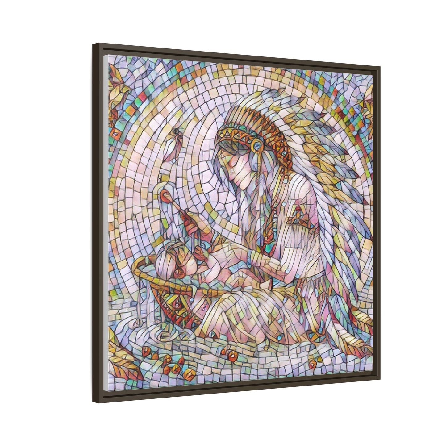 Framed Mosaic Native Mother & Child Matte Canvas Art