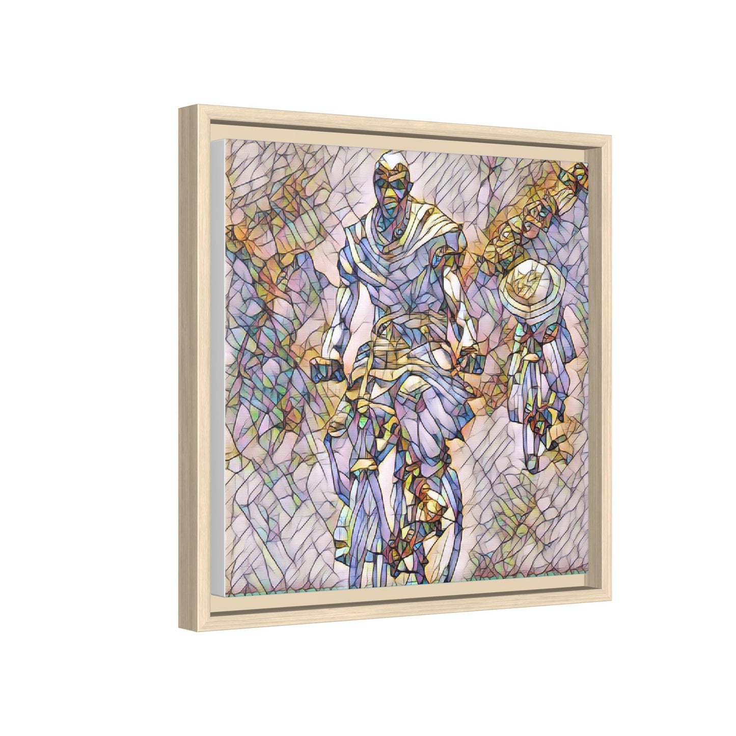 Framed Matte Canvas — Abstract Cyclist Artwork (Multi‑Color)