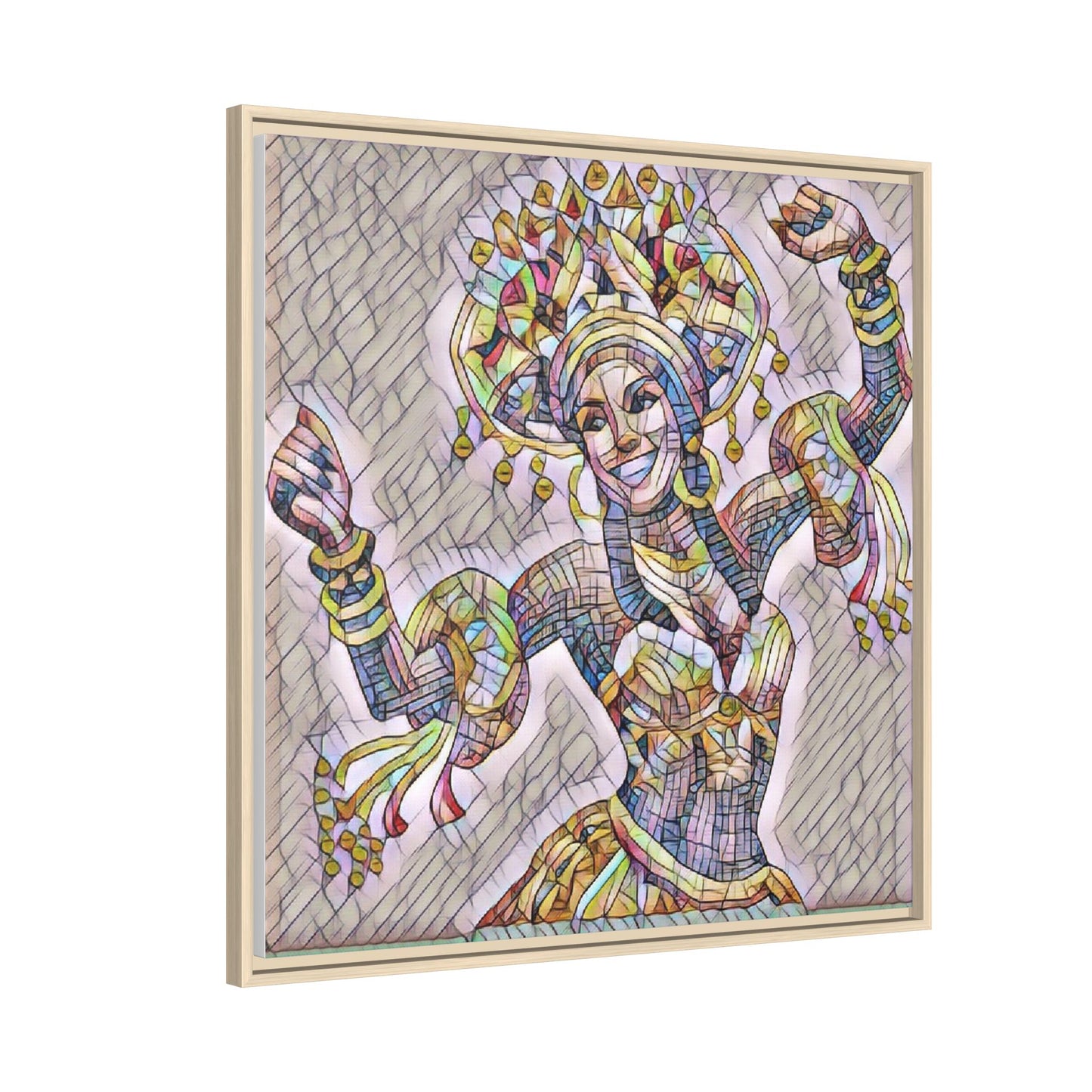 Framed Matte Canvas: Colorful Carnival Dancer Artwork – Vibrant Ethnic Dance Wall Art
