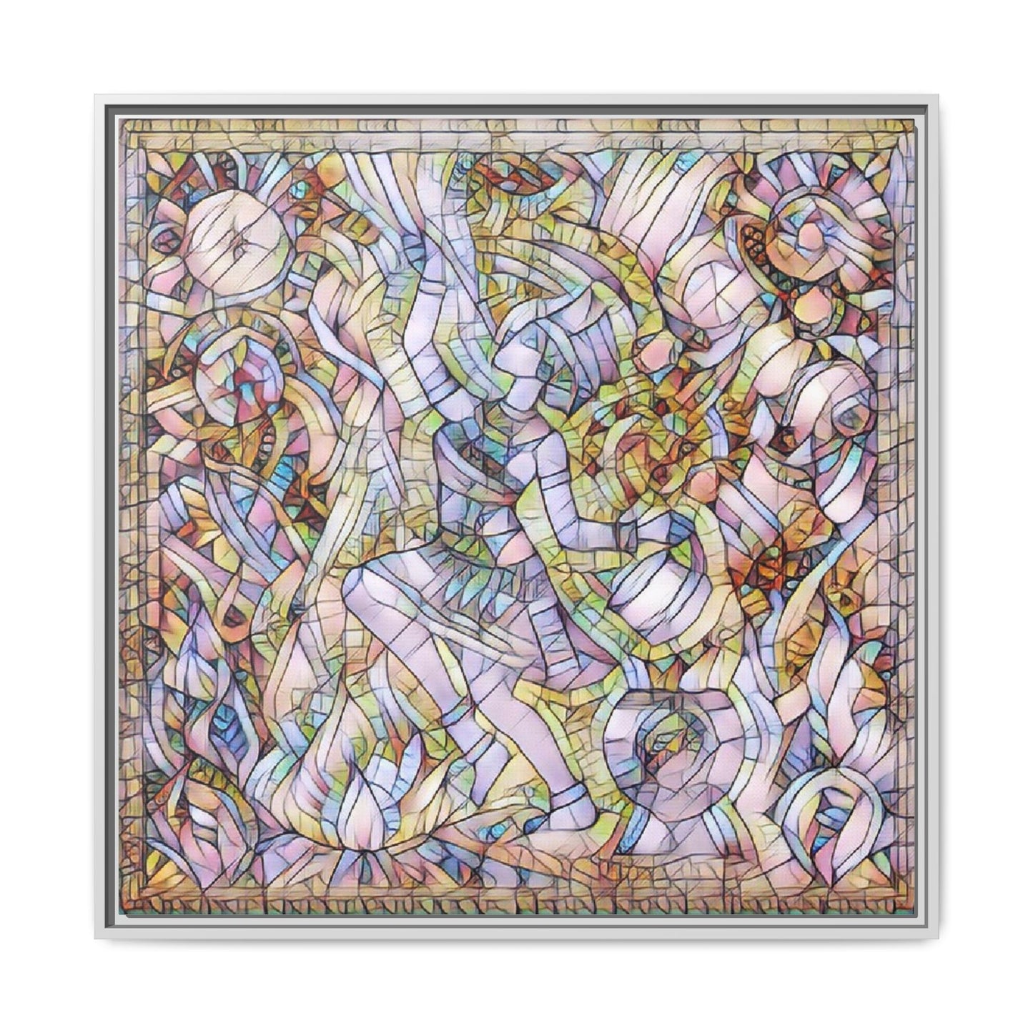 Abstract Stained Glass Dance Matte Framed Canvas