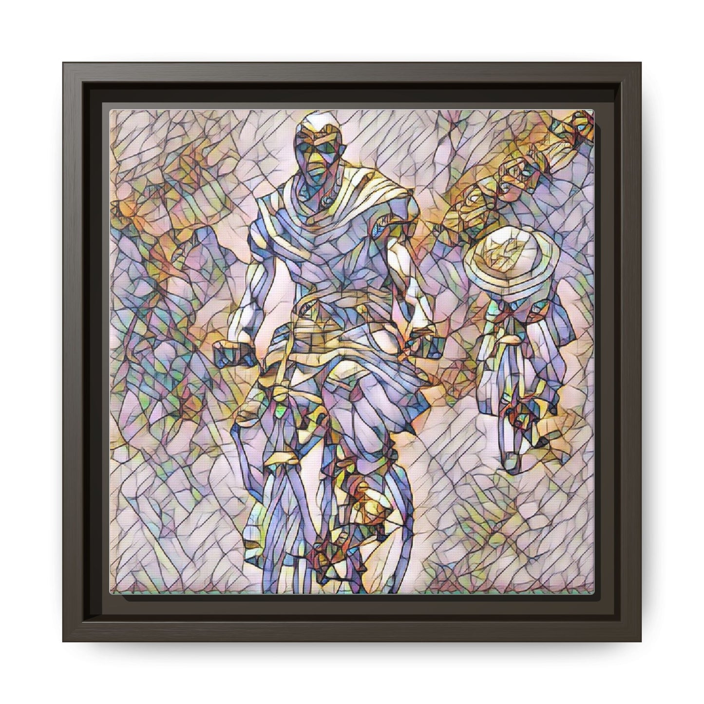 Framed Matte Canvas — Abstract Cyclist Artwork (Multi‑Color)