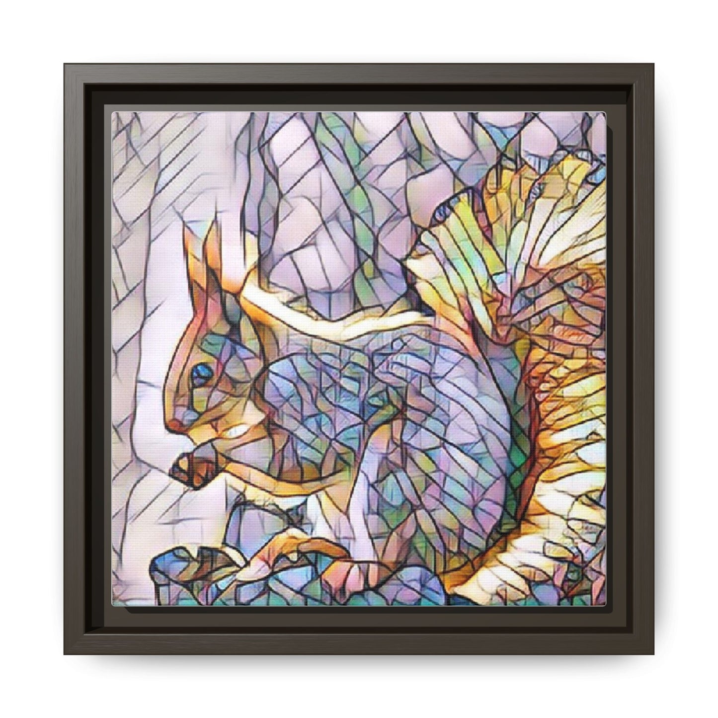 Framed Squirrel Mosaic Matte Canvas Wall Art