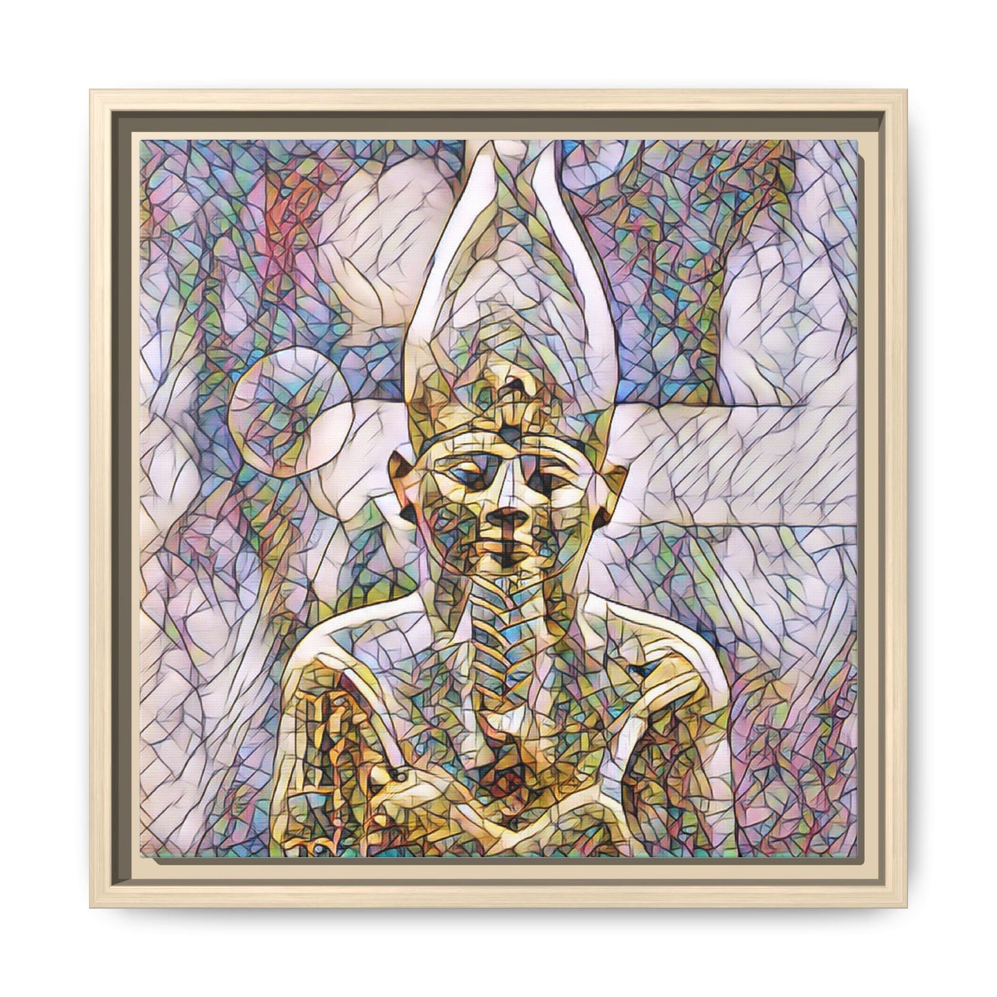 Egyptian Pharaoh Stained-Glass Style Matte Canvas Print, Framed
