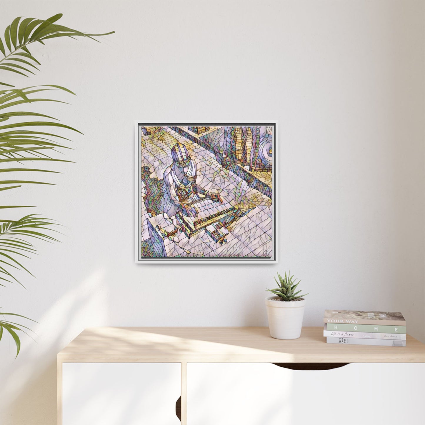 Abstract DJ Skateboarder Matte Framed Canvas – Colorful Urban Music Art Print