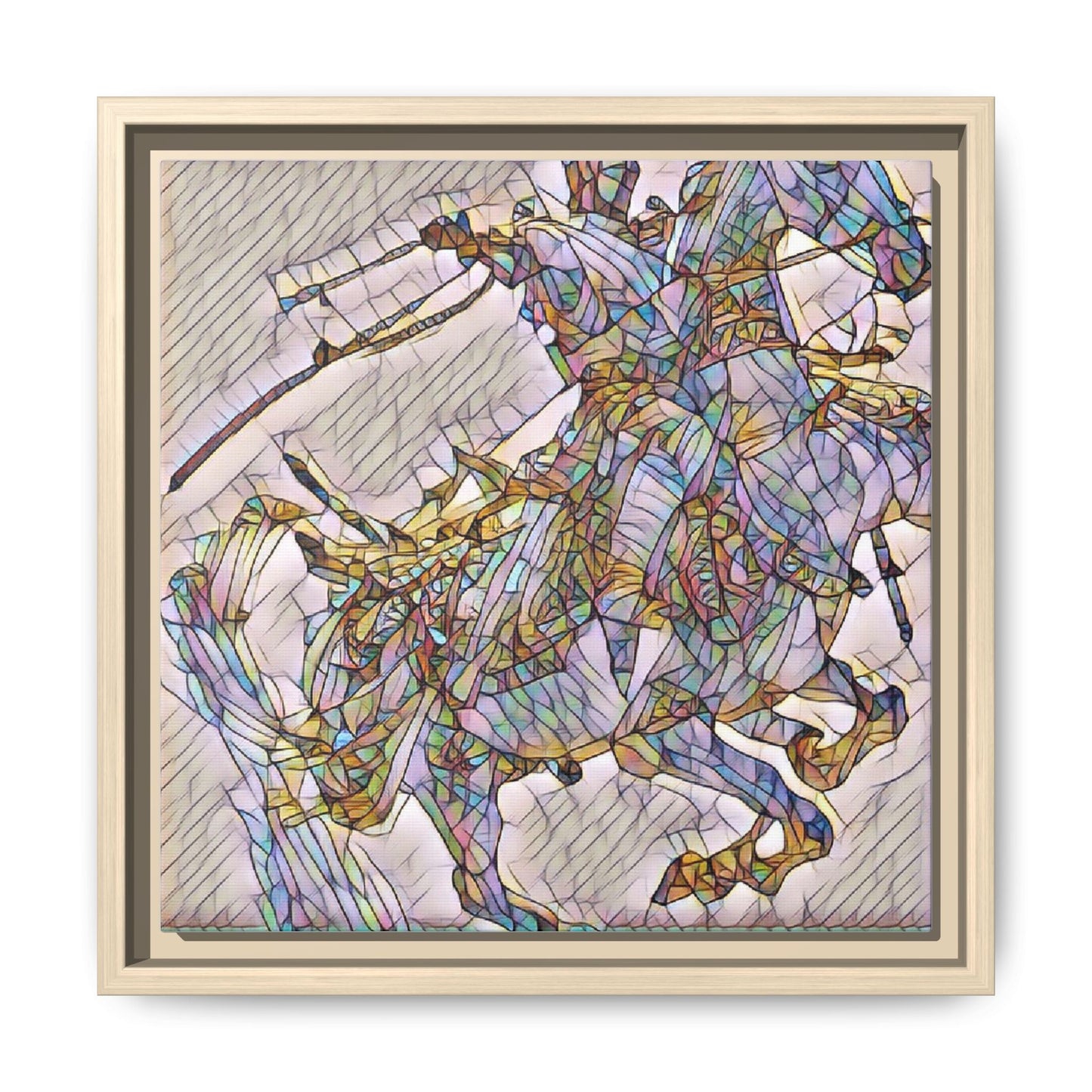 Framed Abstract Stained-Glass Horse Canvas