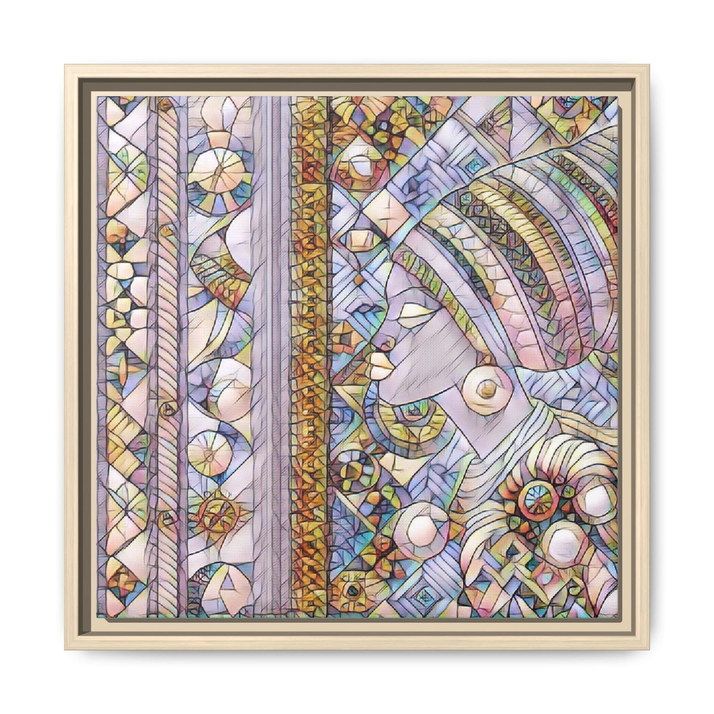 Afrocentric Stained-Glass Portrait Matte Framed Canvas