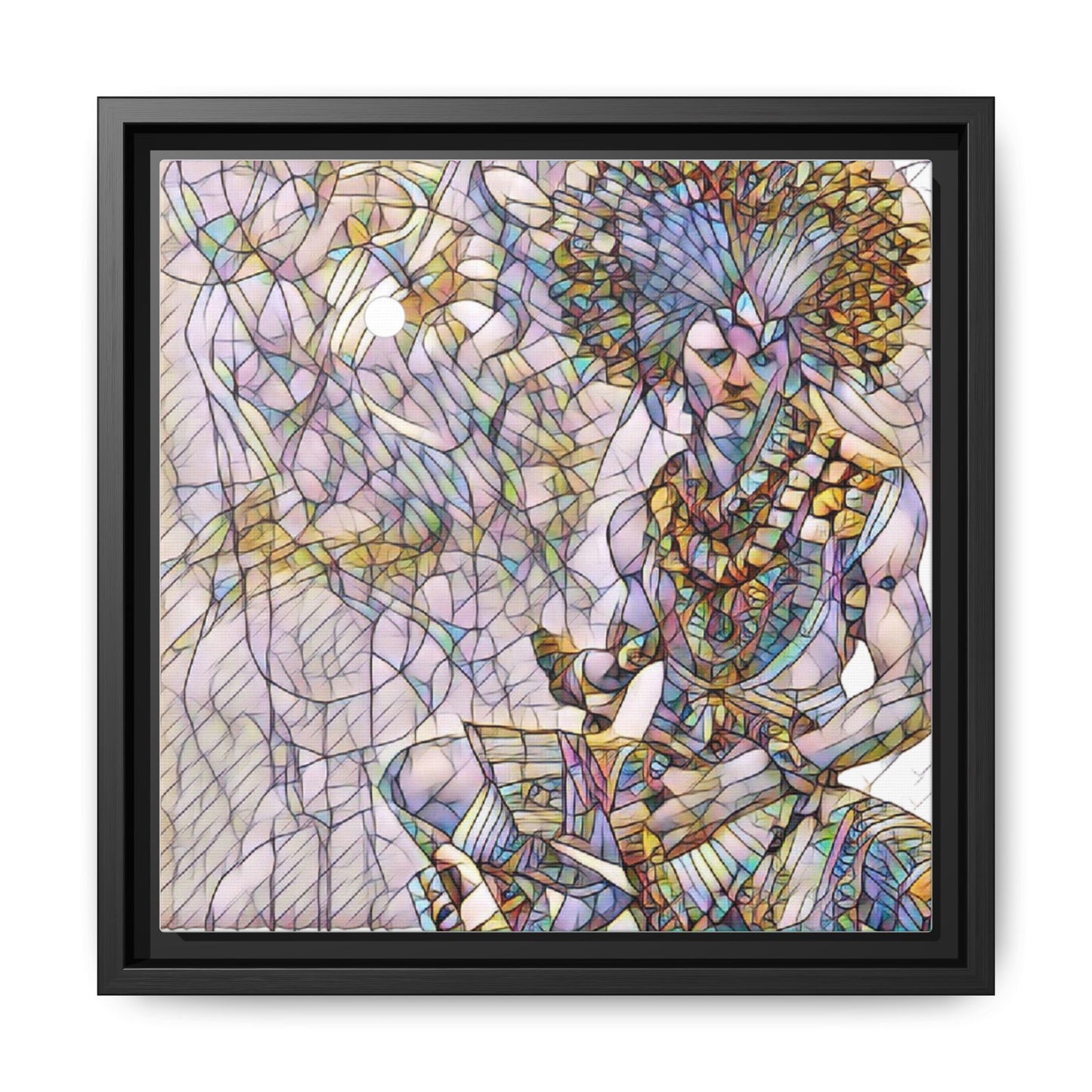 Framed Matte Canvas Art — Colorful Tribal Warrior Illustration