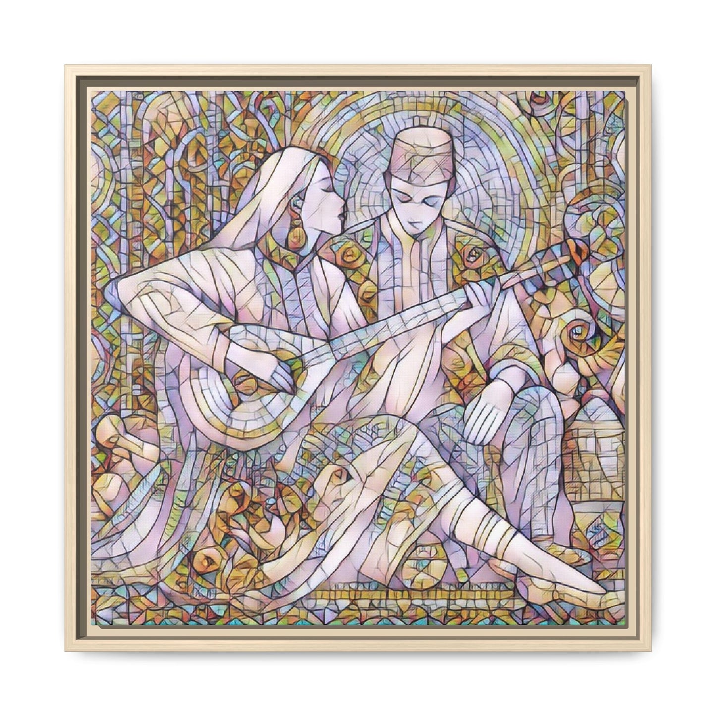 Love Song Serenade - Framed Canvas Wall Art | Guitar Player Romantic Print