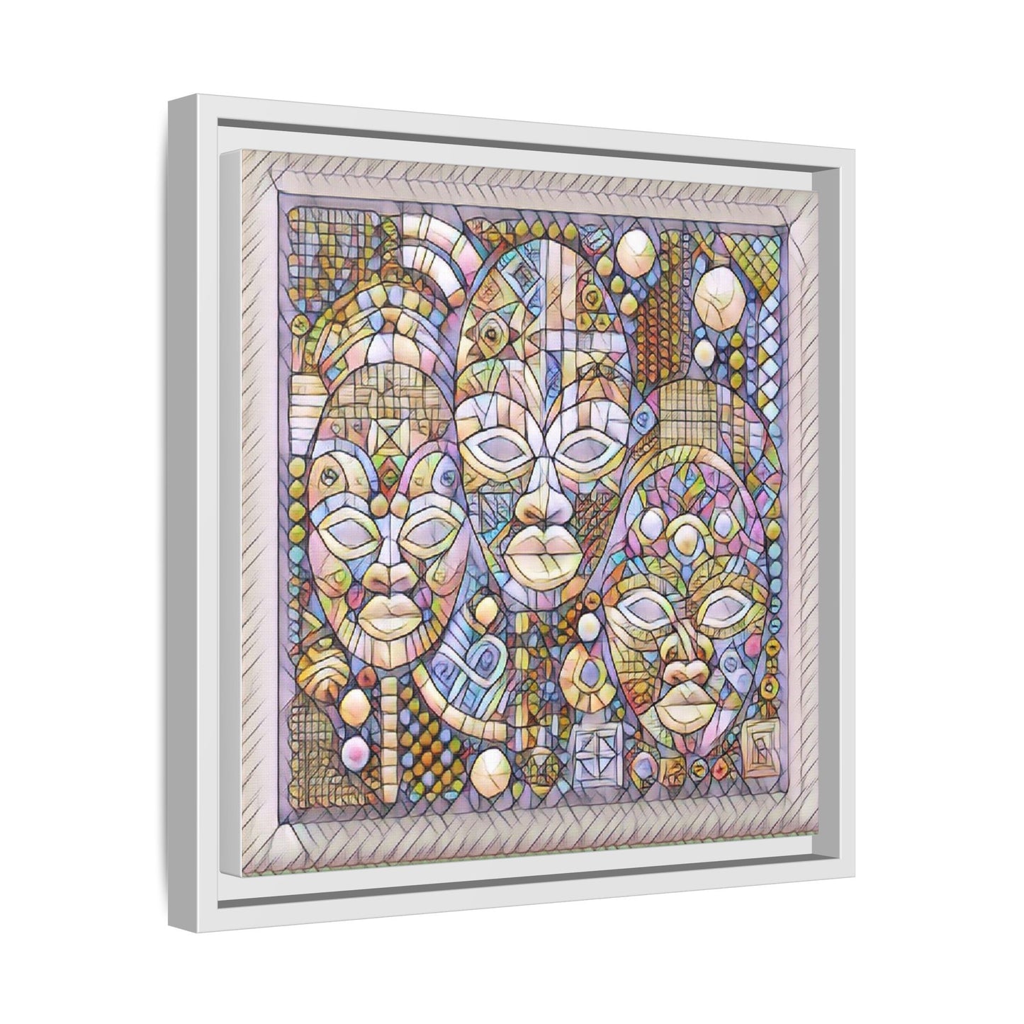 Abstract African Mask Art — Framed Matte Canvas Wall Art