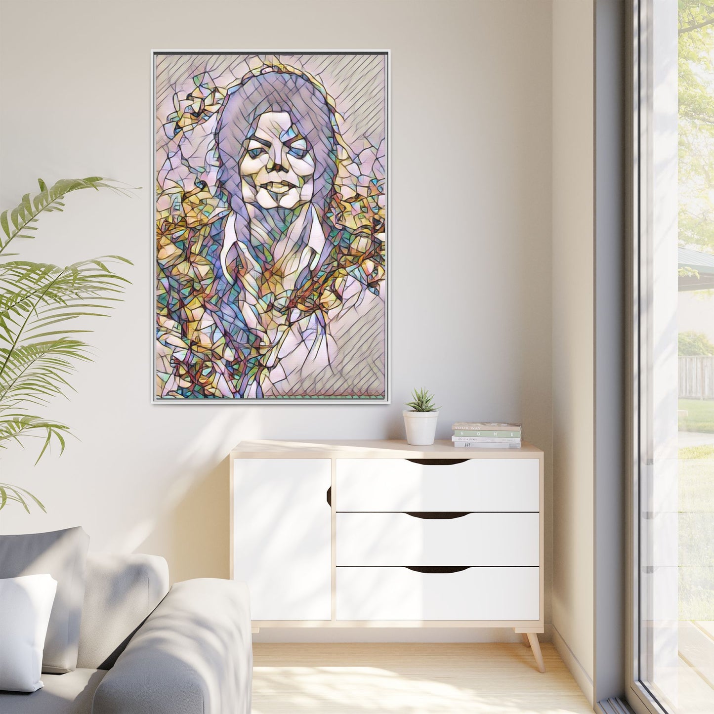 Abstract Stained-Glass Portrait Matte Canvas (Framed)