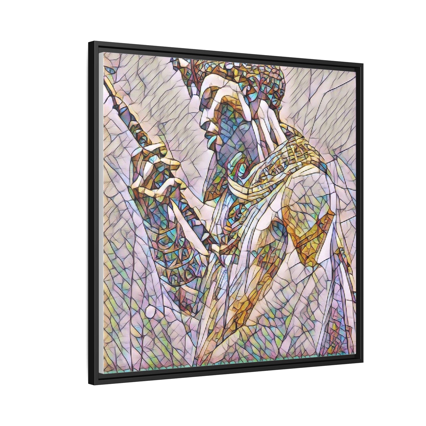 Egyptian Pharaoh Stained Glass Art — Framed Matte Canvas