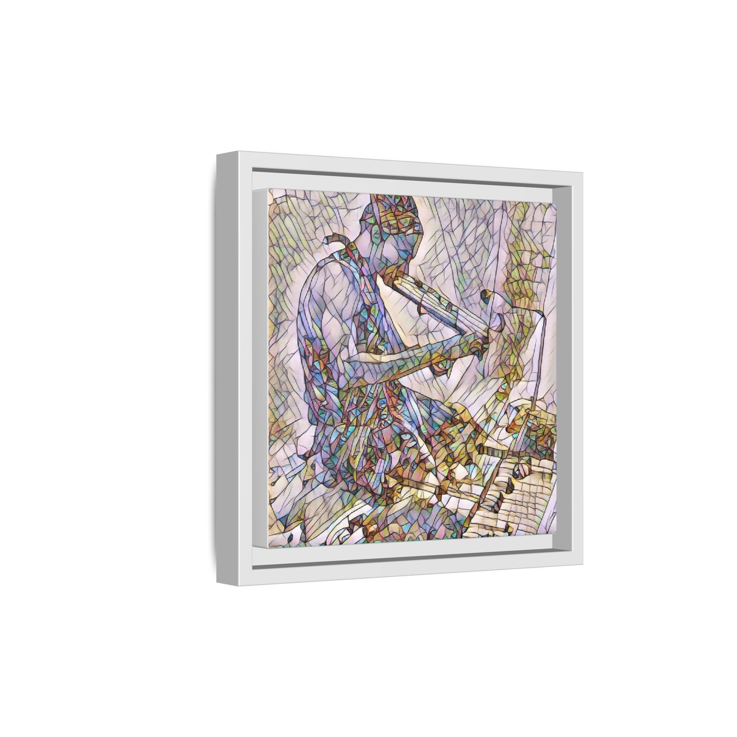Abstract Violinist Matte Framed Canvas – Colorful Musical Art Print