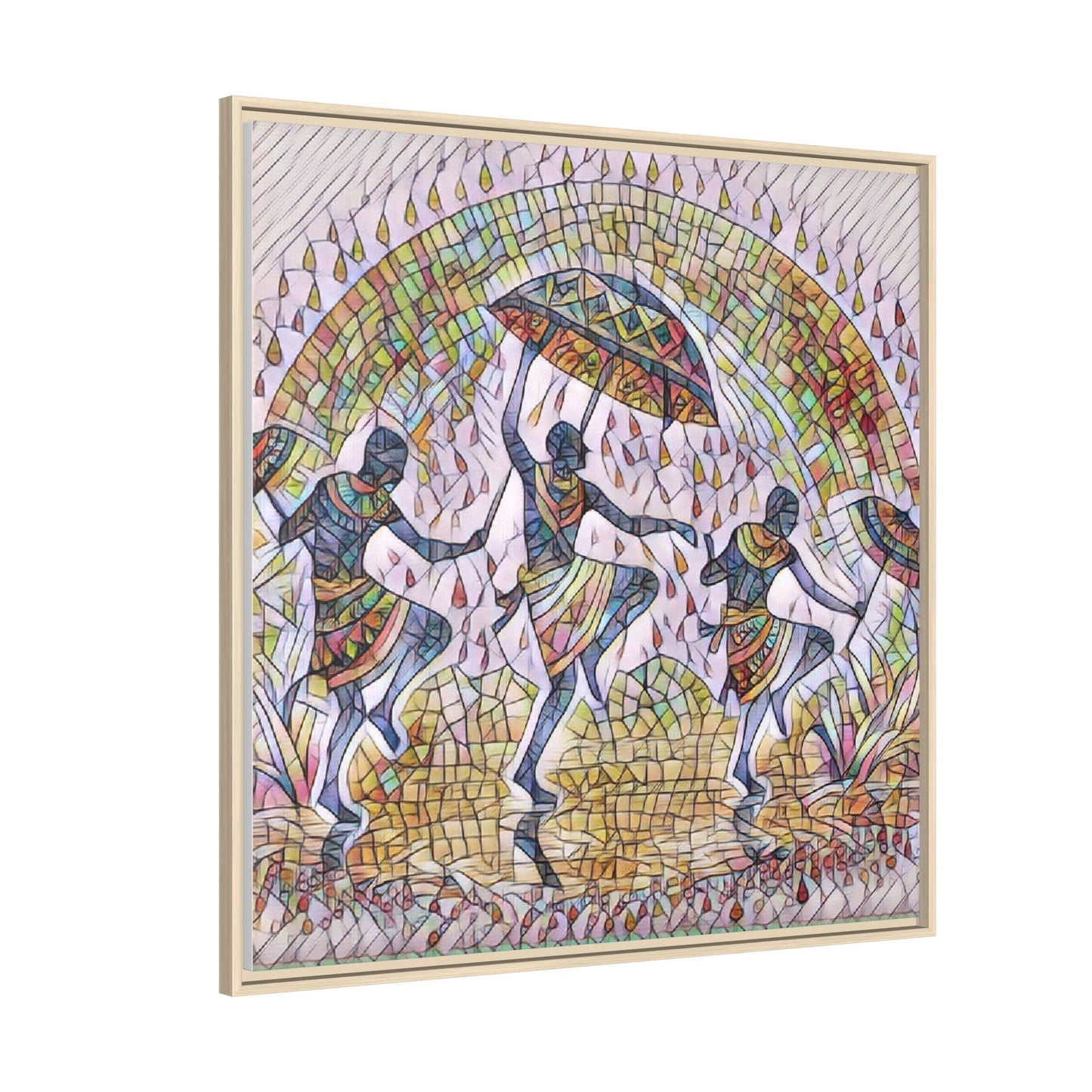Framed Canvas Art — Colorful African Dance Mosaic