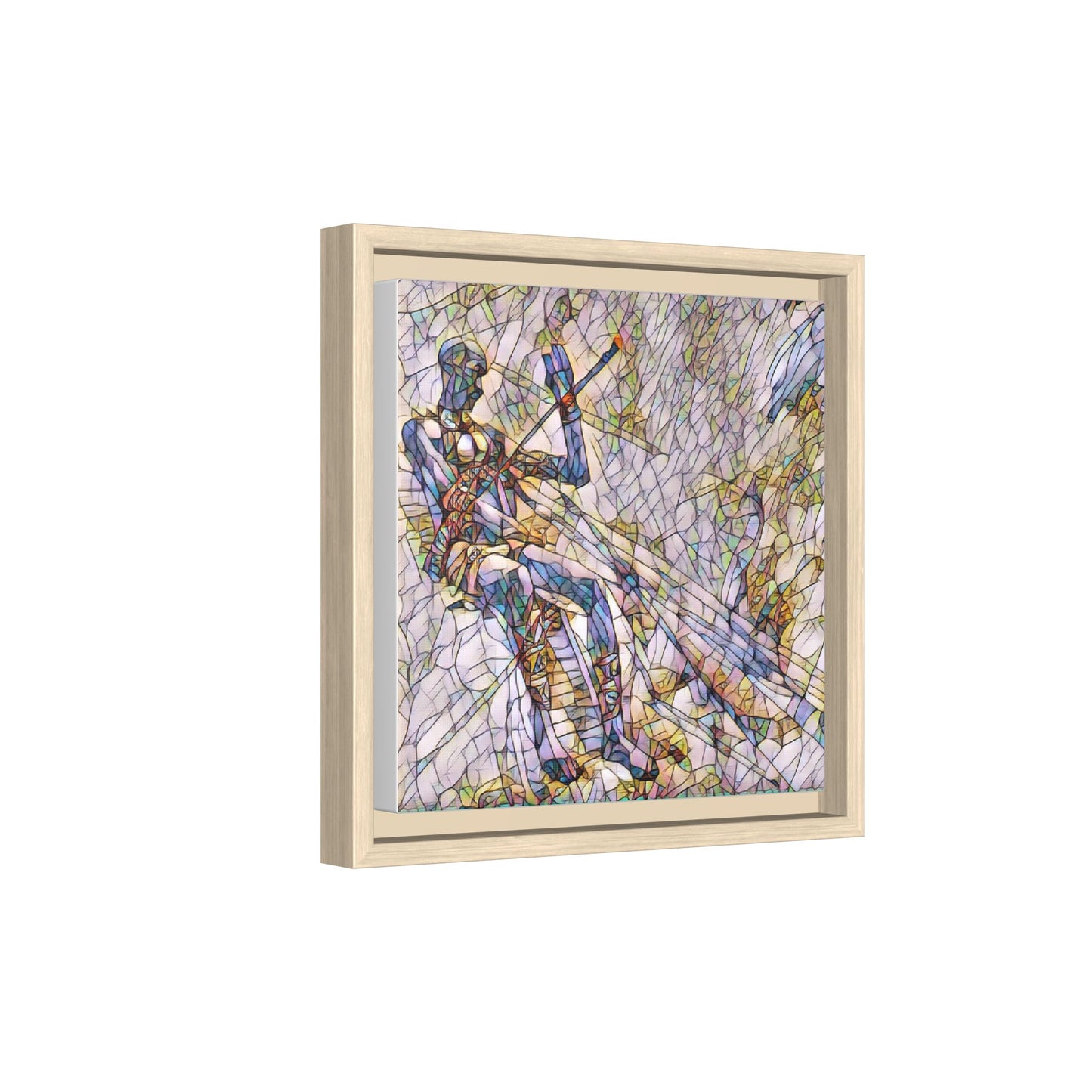 Abstract Stained-Glass Warrior Framed Canvas