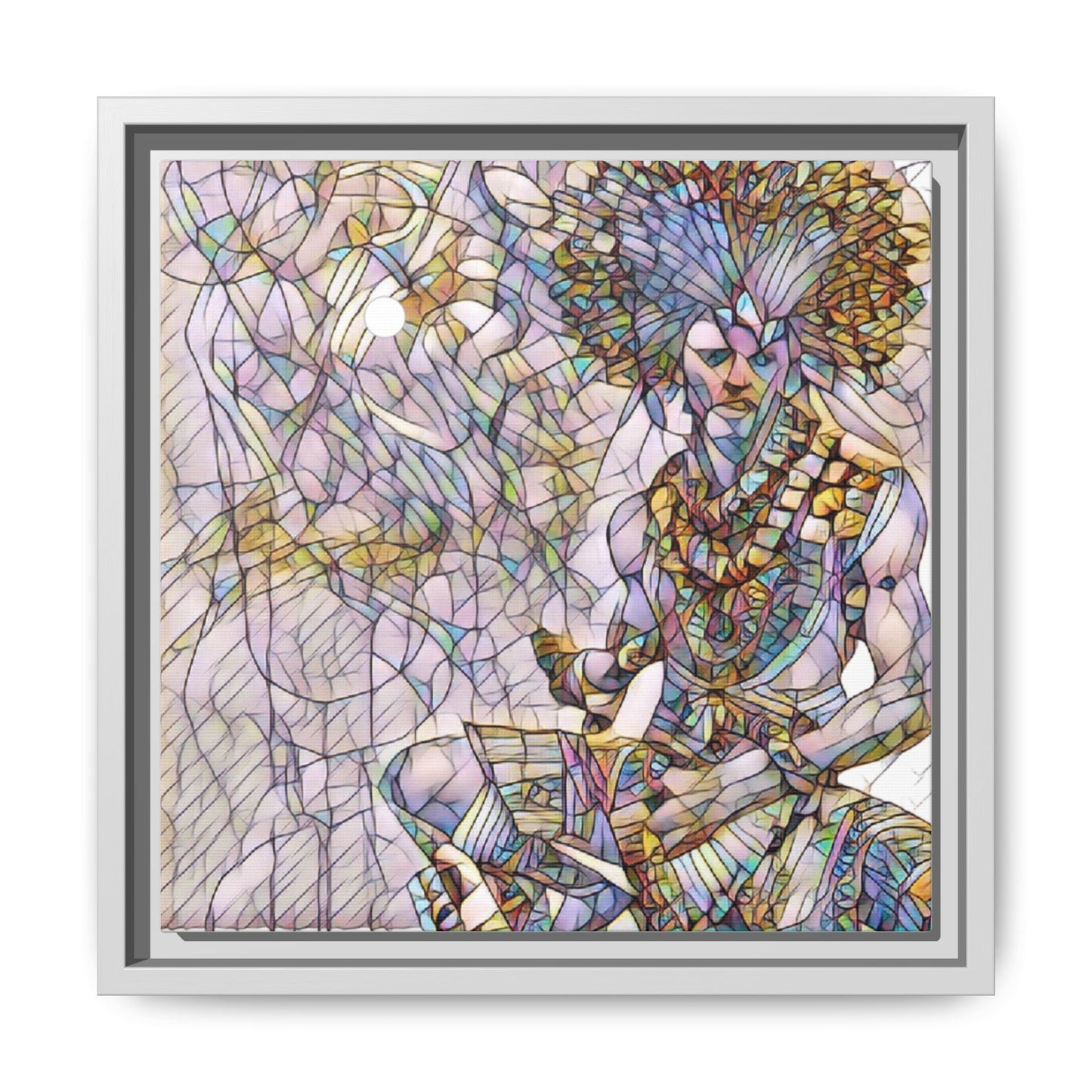 Framed Matte Canvas Art — Colorful Tribal Warrior Illustration