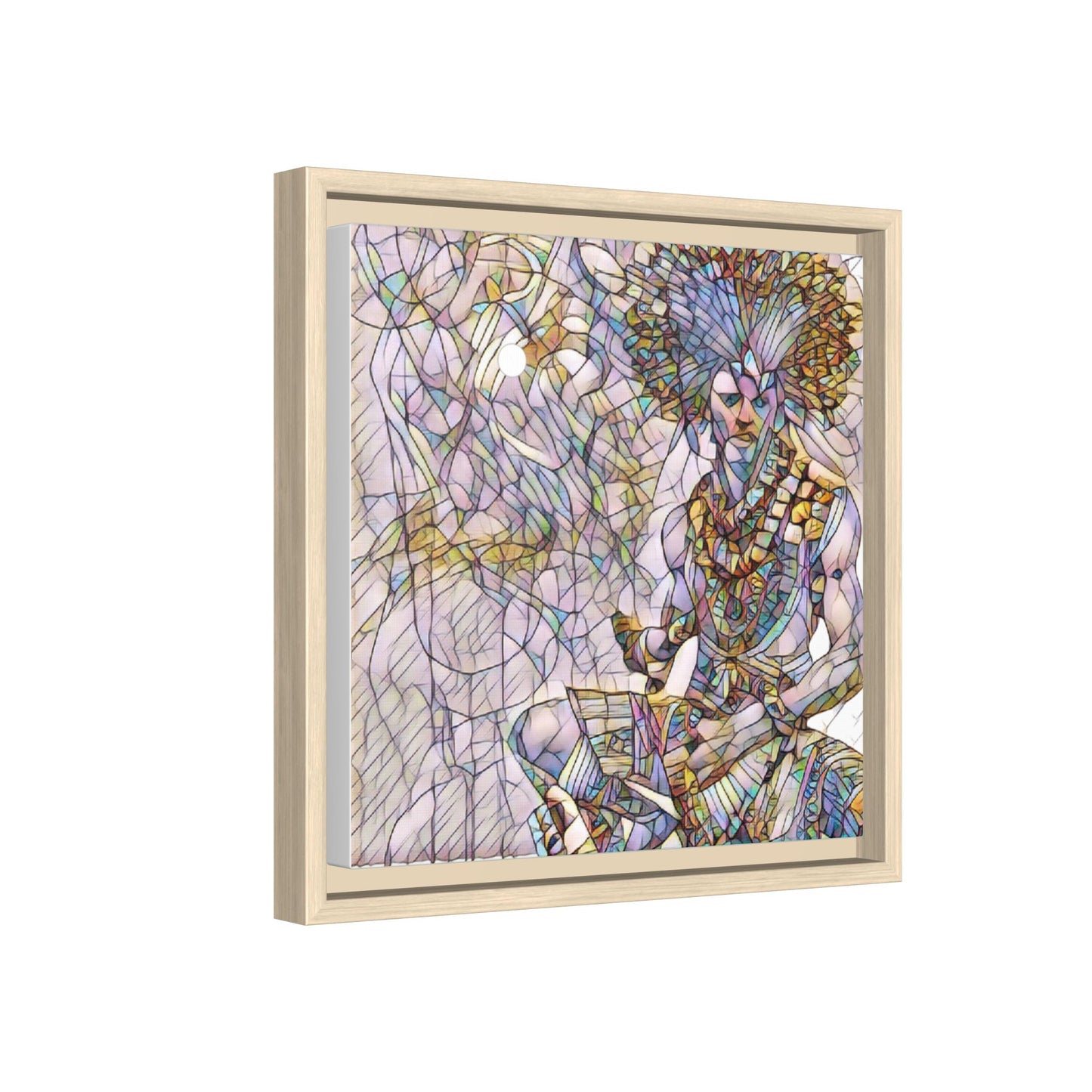 Framed Matte Canvas Art — Colorful Tribal Warrior Illustration