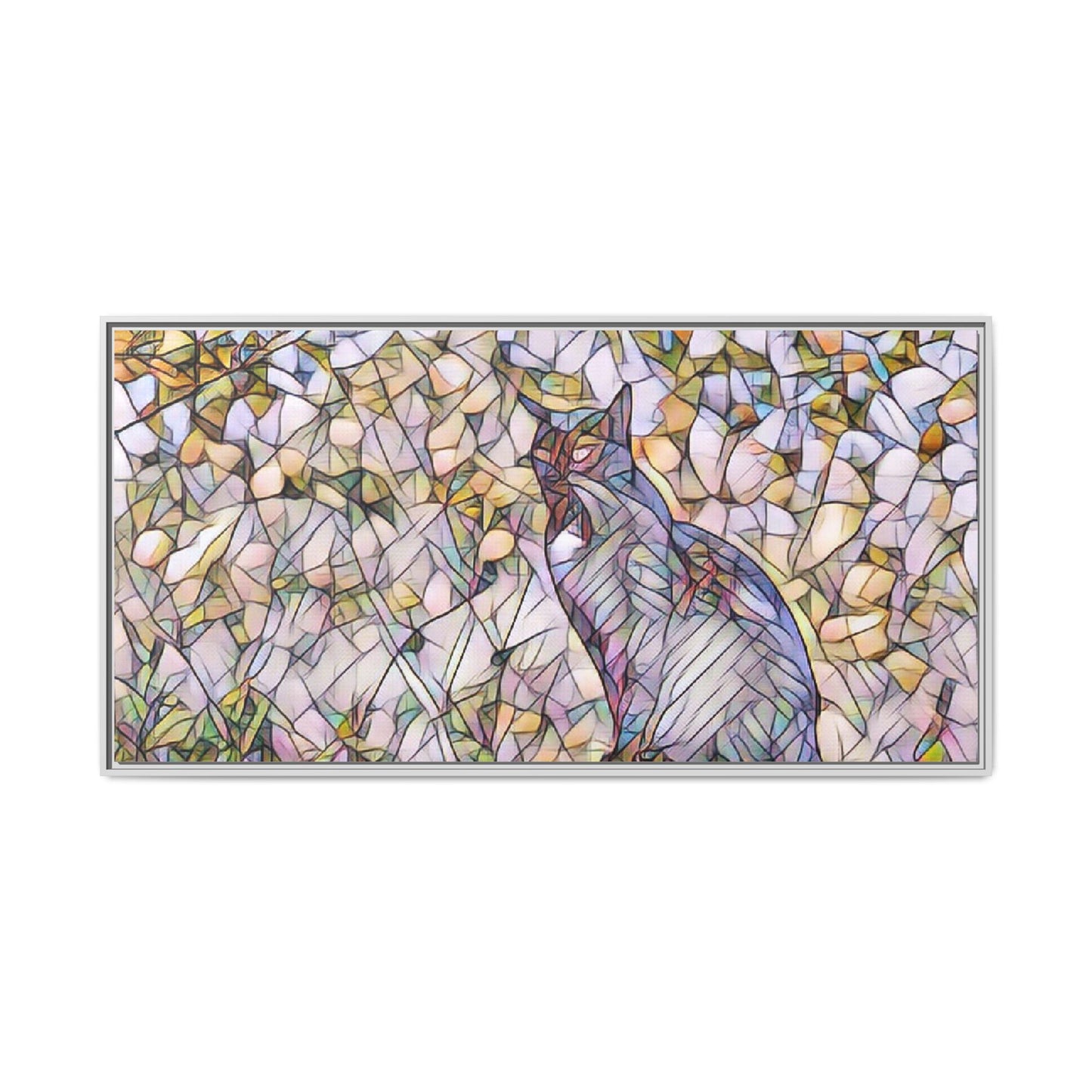 Framed Canvas Art - Stained Glass Heron Nature Print