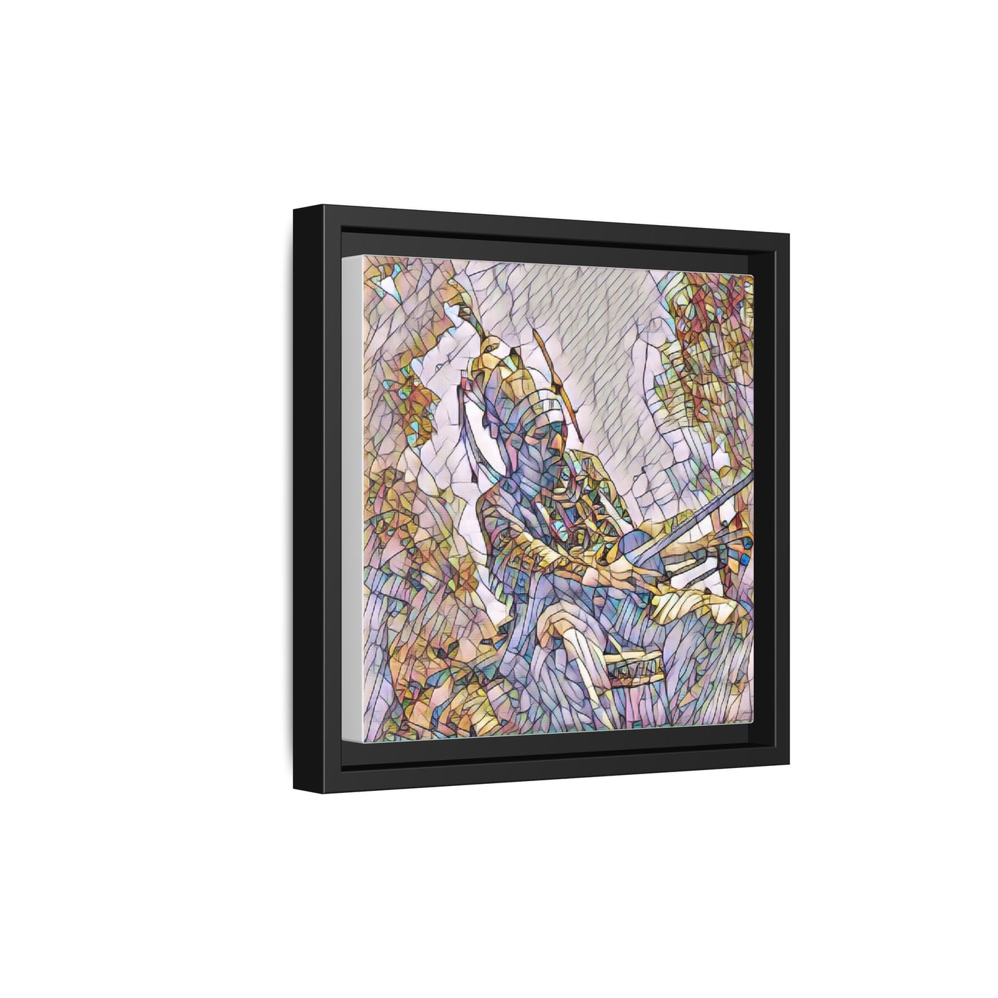 Framed Archery Canvas Print — Stained-Glass Archer Wall Art