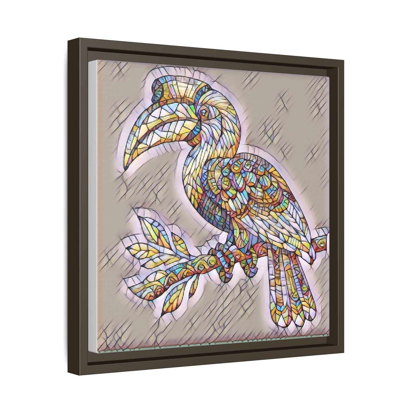 Colorful Stained Glass Toucan Matte Canvas Framed Wall Art