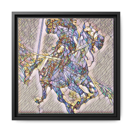 Stained-Glass Knight Matte Framed Canvas