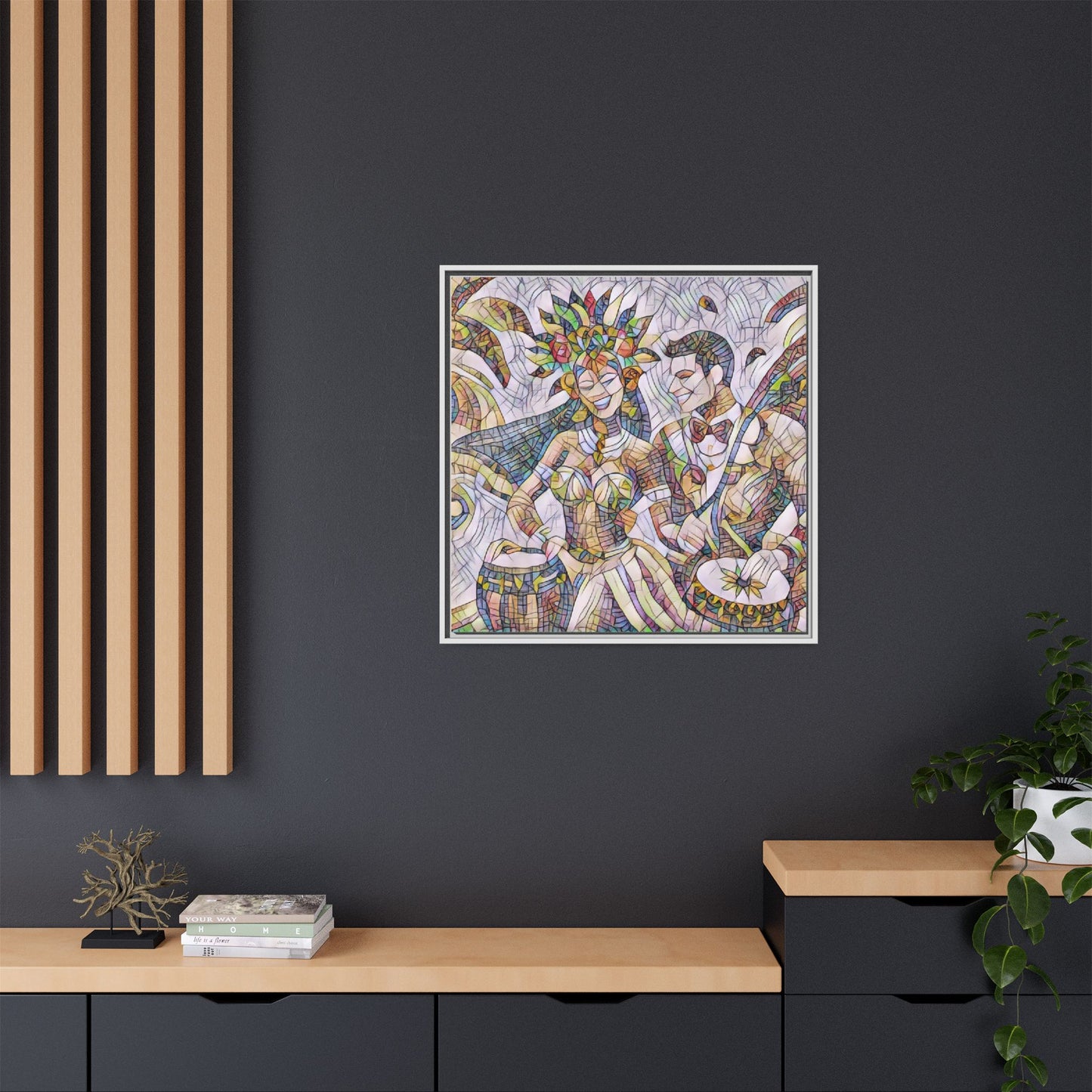 Carnival Samba Dancers Framed Canvas Art — Colorful Brazilian Festival Wall Decor