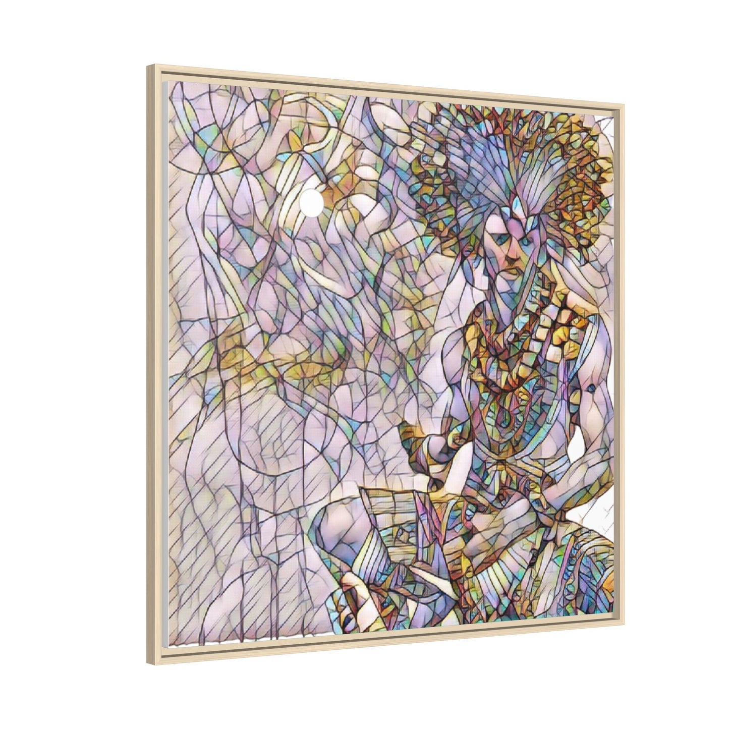 Framed Matte Canvas Art — Colorful Tribal Warrior Illustration