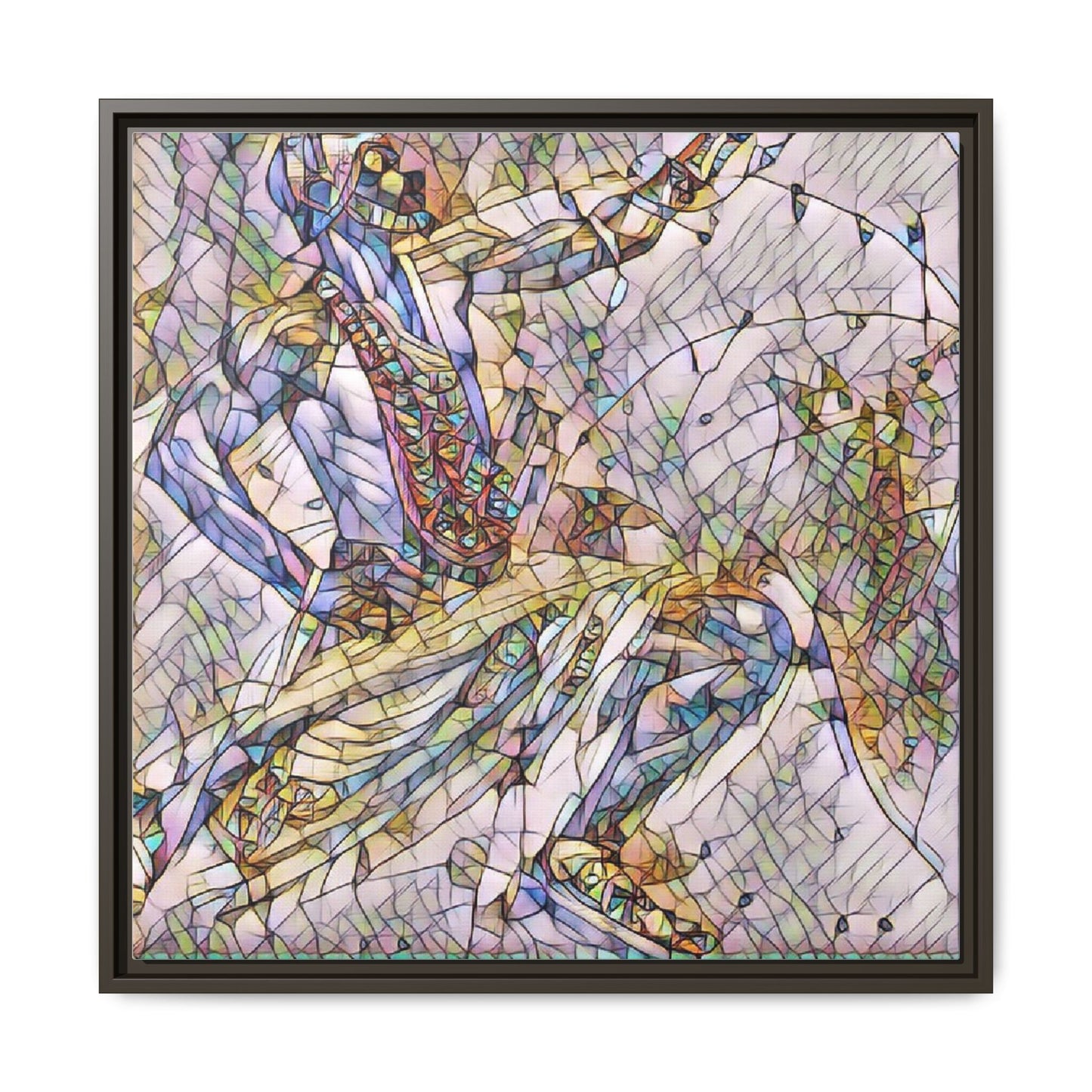 Abstract Stained-Glass Dancers — Framed Matte Canvas Art