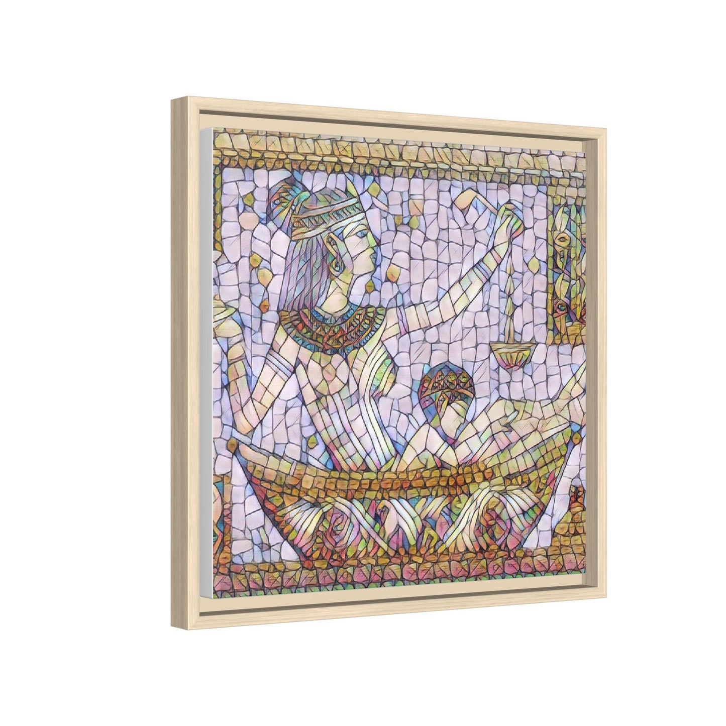 Egyptian Mosaic Goddess Matte Canvas Print (Framed)
