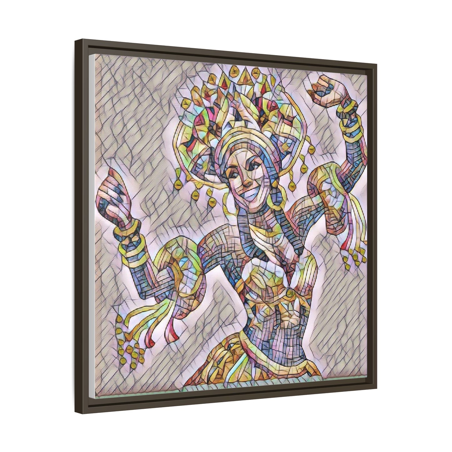Framed Matte Canvas: Colorful Carnival Dancer Artwork – Vibrant Ethnic Dance Wall Art