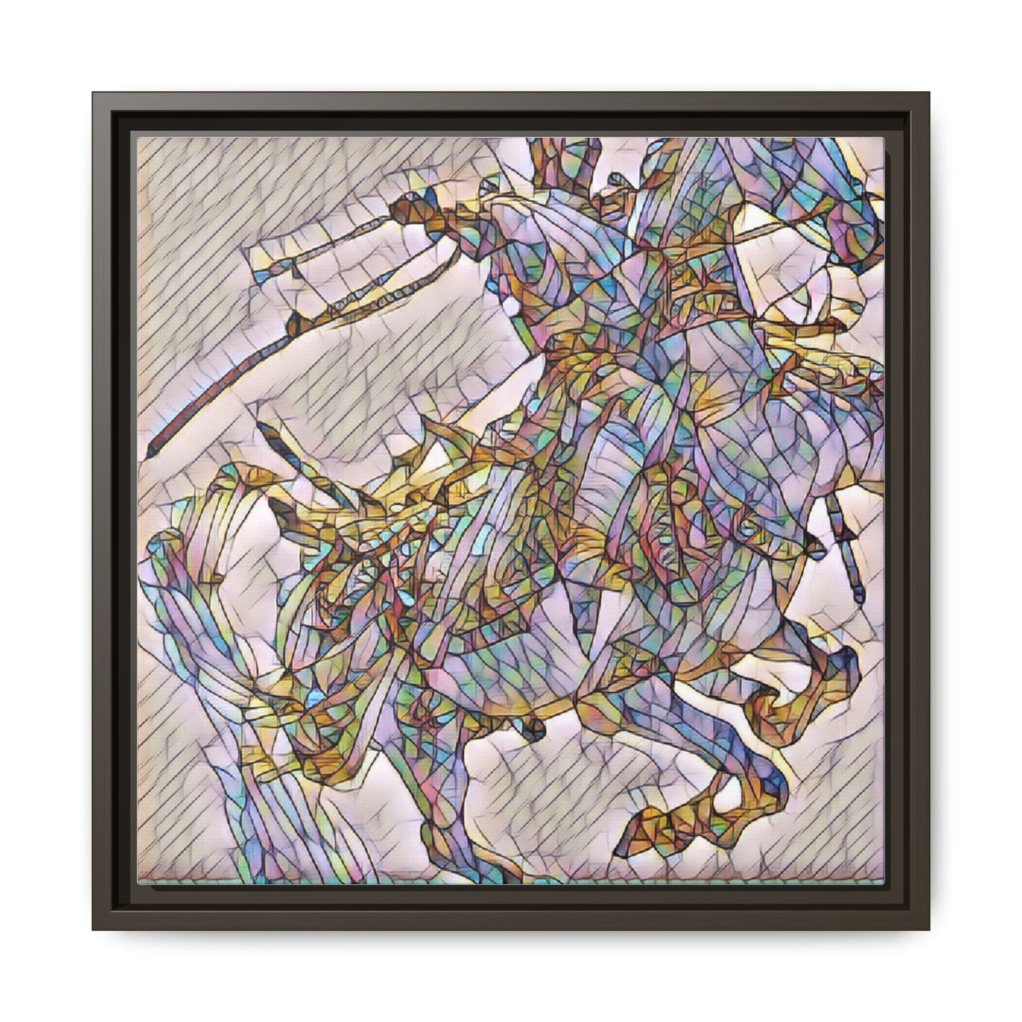 Framed Abstract Stained-Glass Horse Canvas