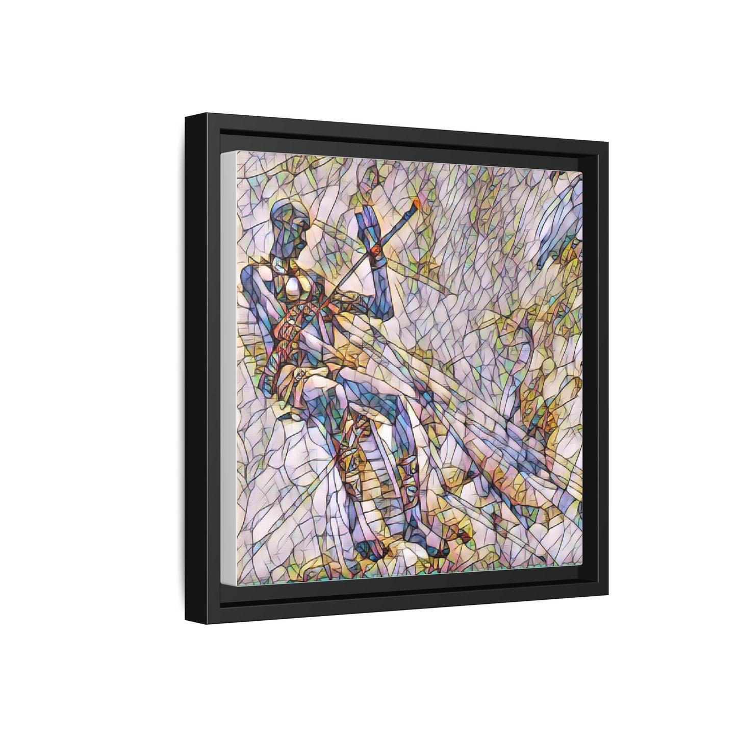 Abstract Stained-Glass Warrior Framed Canvas