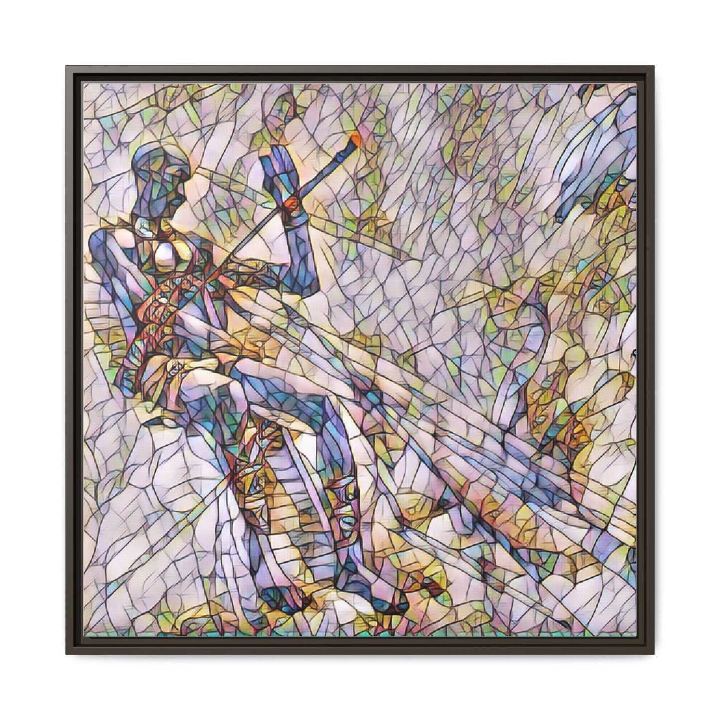 Abstract Stained-Glass Warrior Framed Canvas