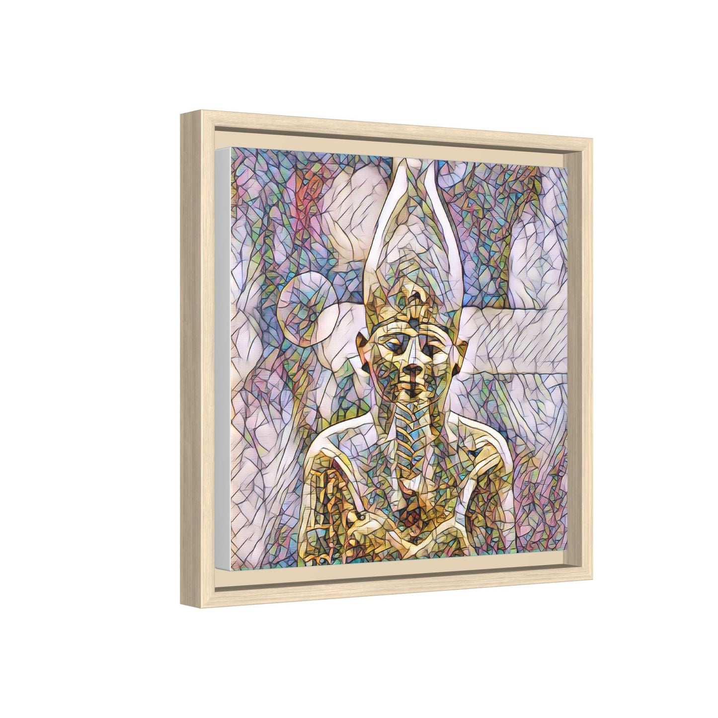 Egyptian Pharaoh Stained-Glass Style Matte Canvas Print, Framed