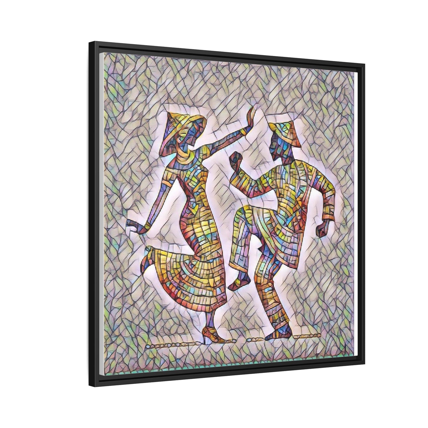 Colorful Folk Dance Matte Canvas Print (Framed)