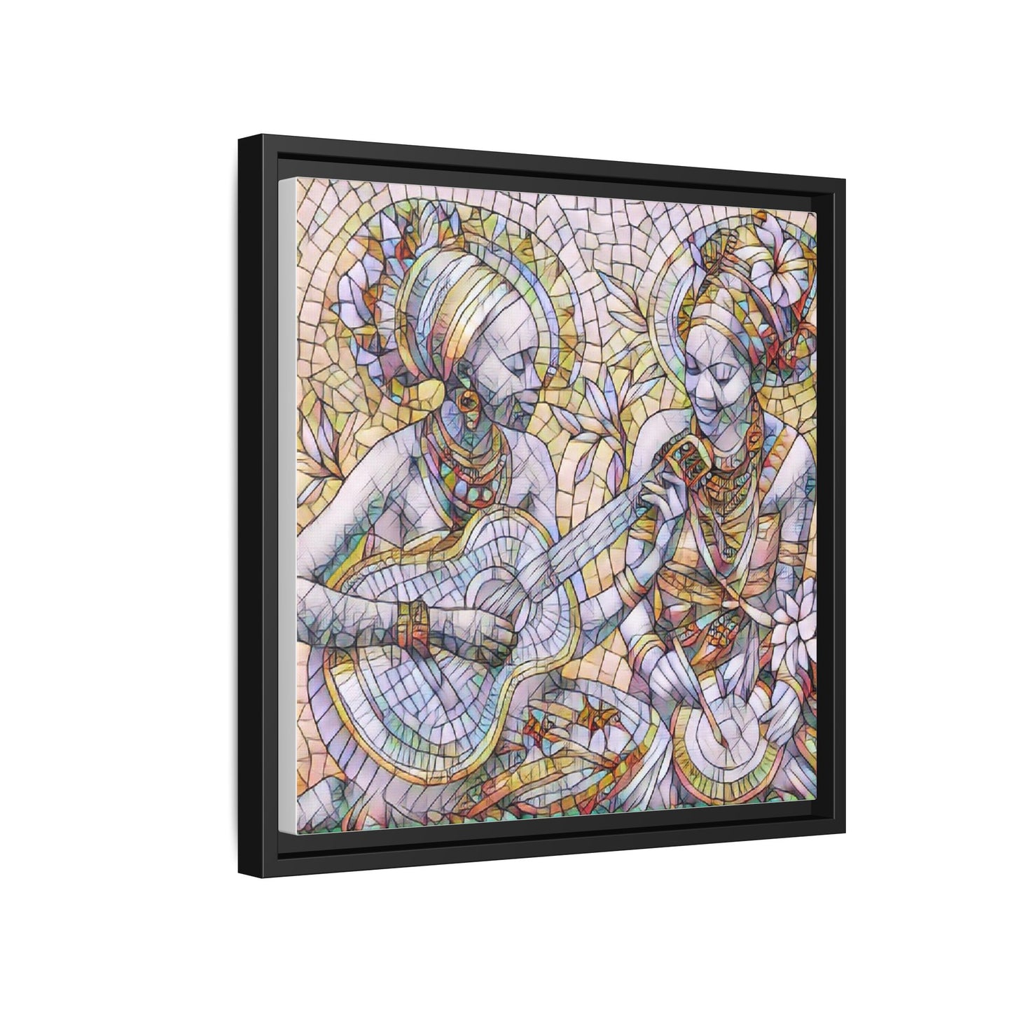 Framed Canvas Art – Colorful Mosaic Musicians Wall Decor
