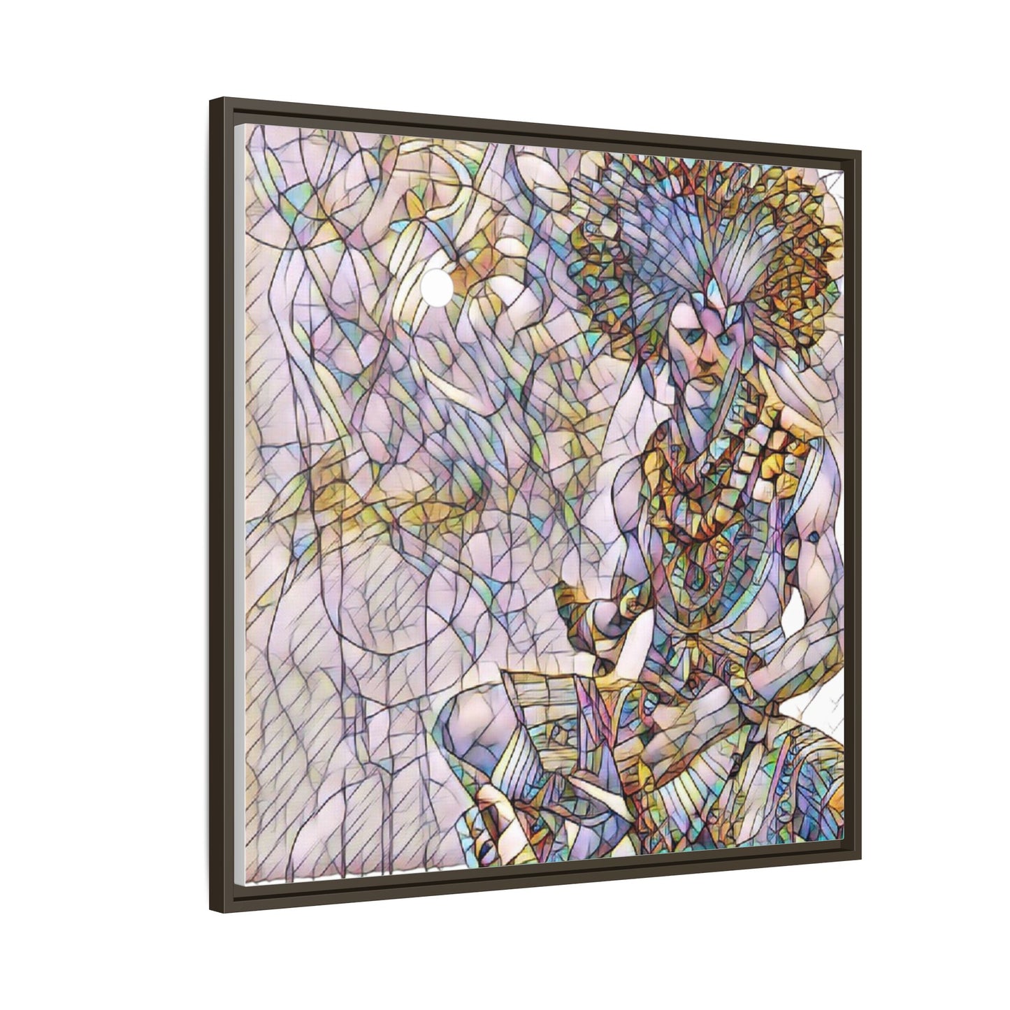 Framed Matte Canvas Art — Colorful Tribal Warrior Illustration