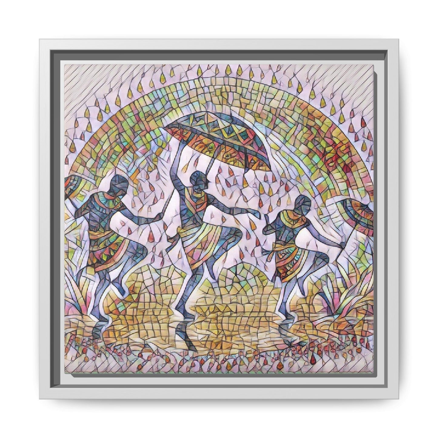 Framed Canvas Art — Colorful African Dance Mosaic