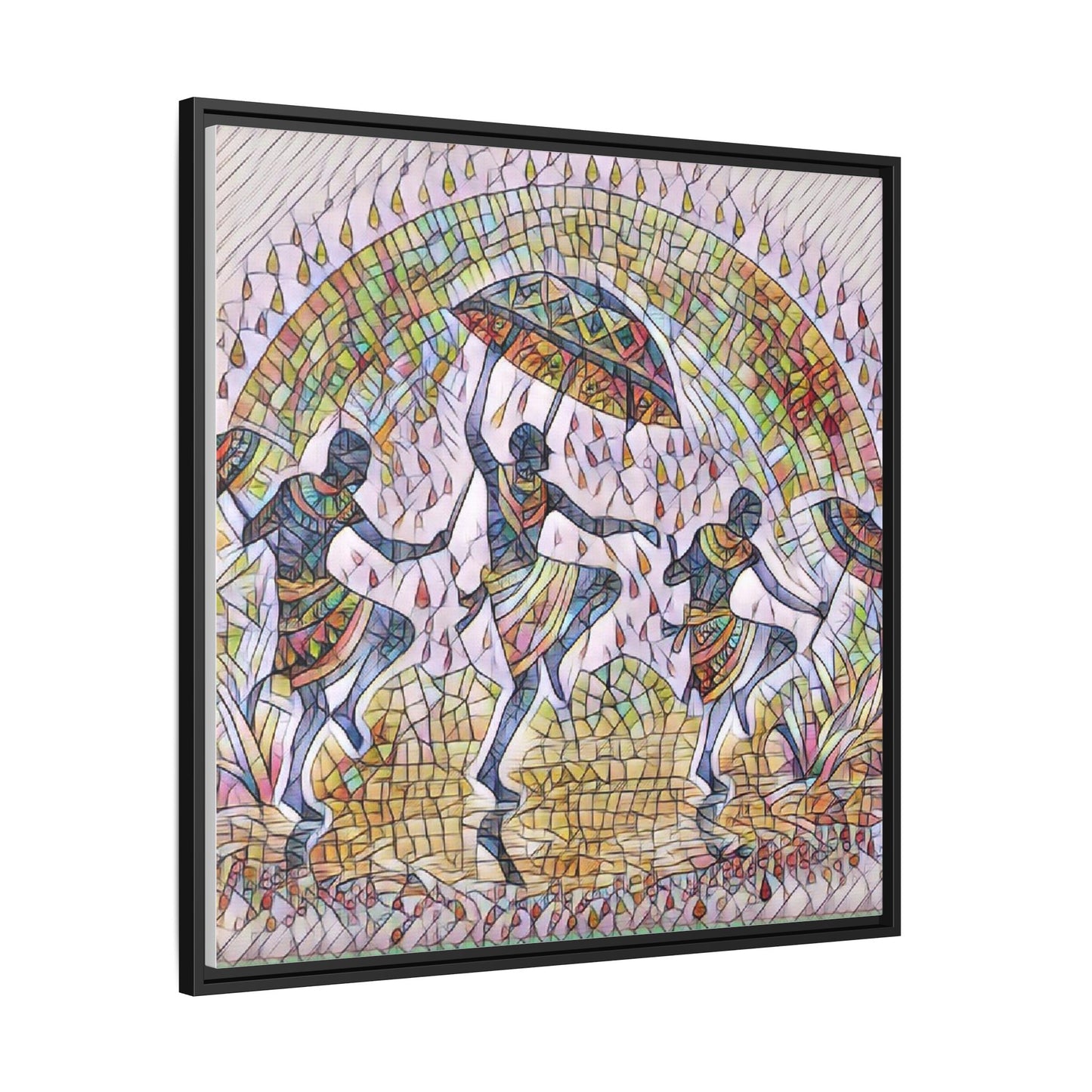 Framed Canvas Art — Colorful African Dance Mosaic