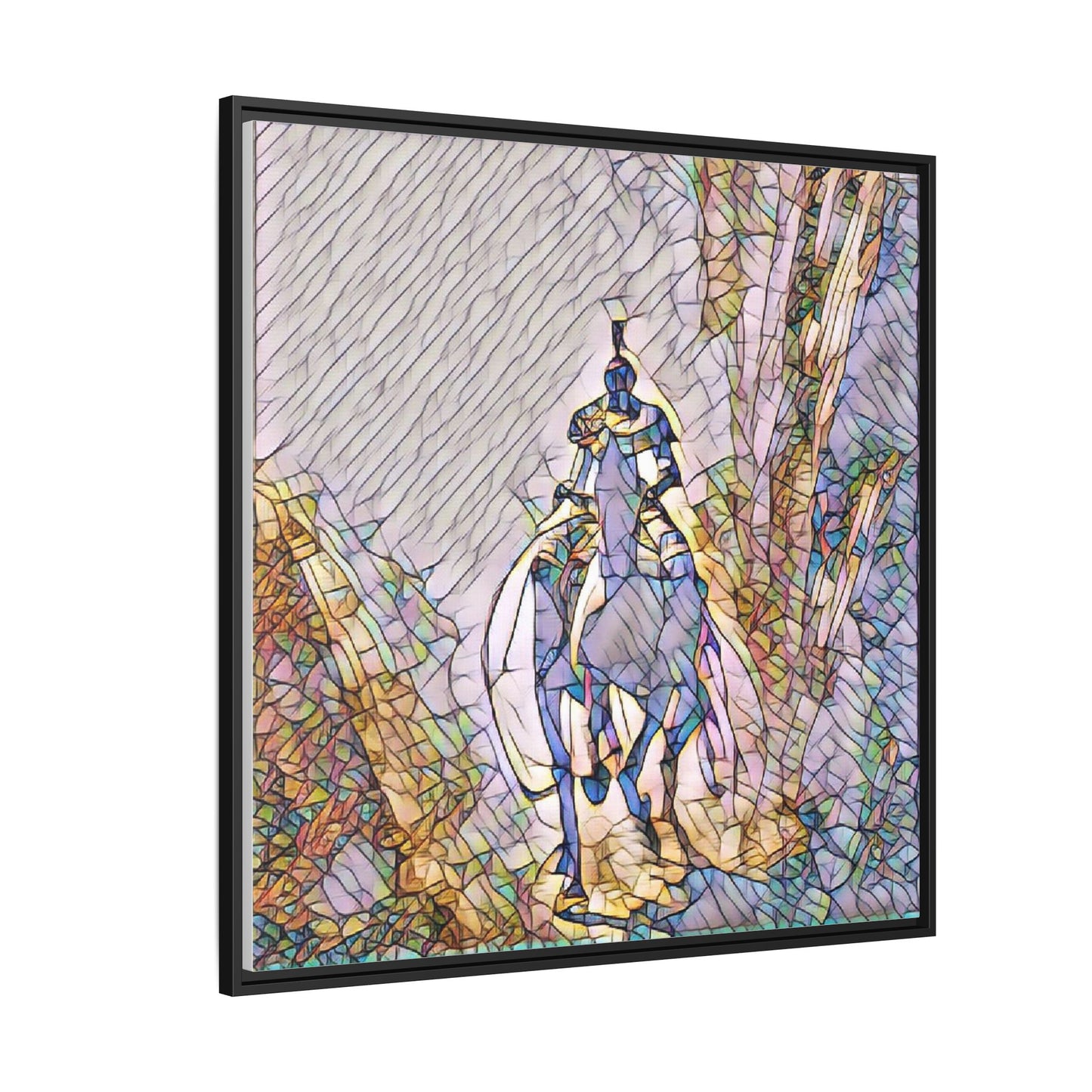 Stained-Glass Knight Matte Framed Canvas Wall Art