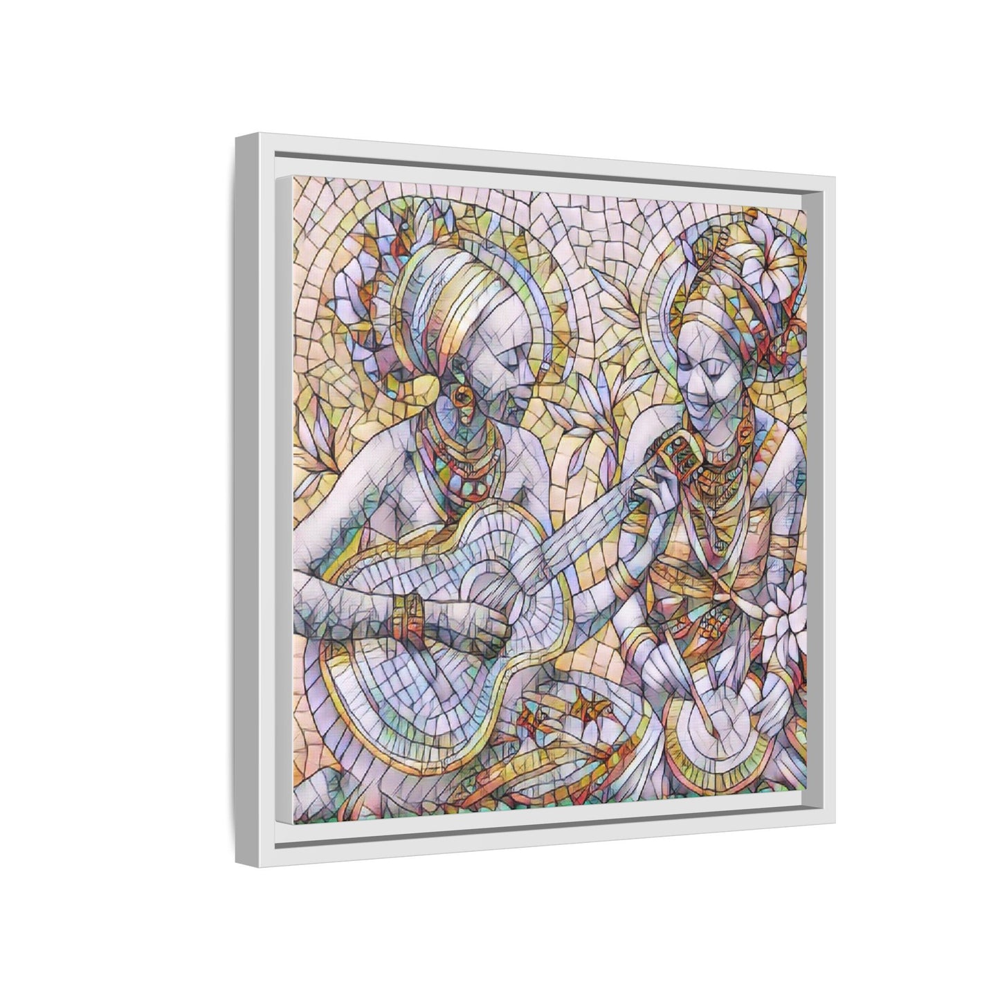 Framed Canvas Art – Colorful Mosaic Musicians Wall Decor