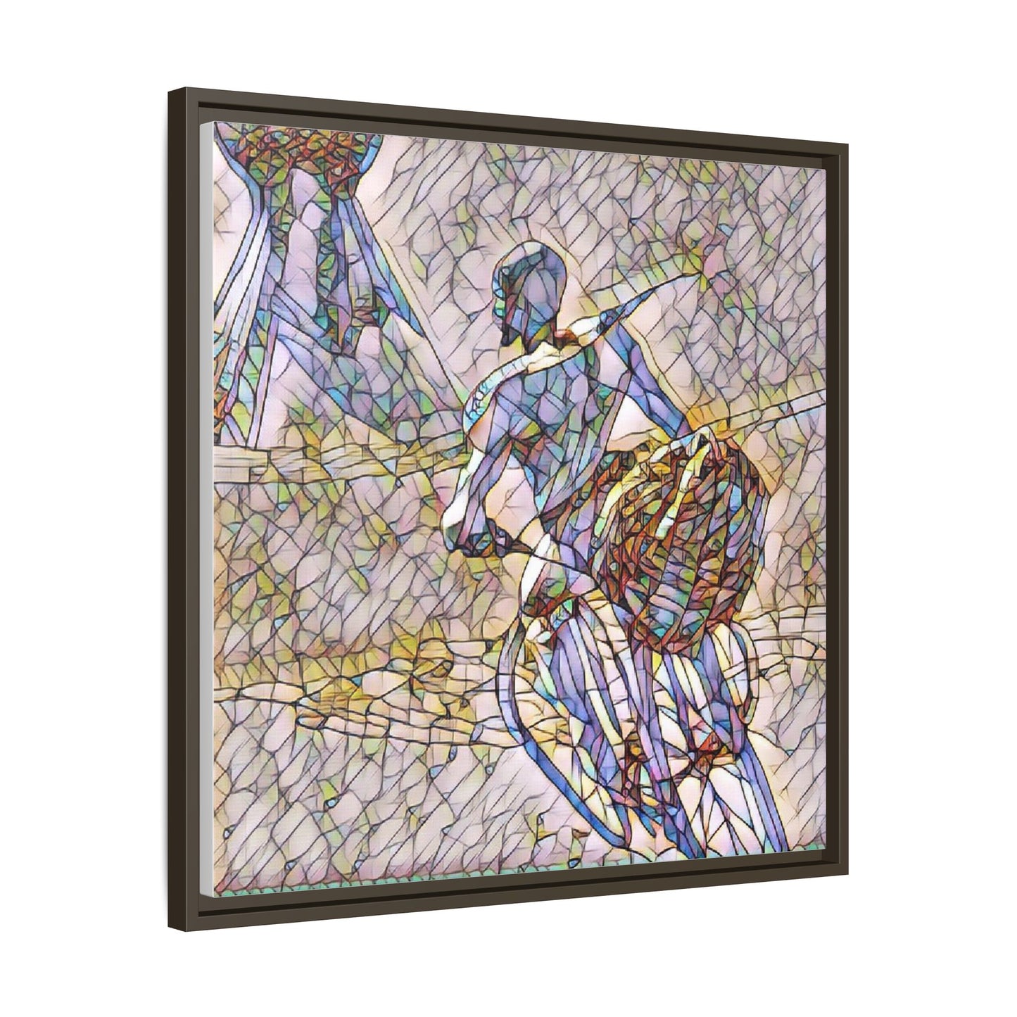 Abstract Stained-Glass Warrior Matte Framed Canvas
