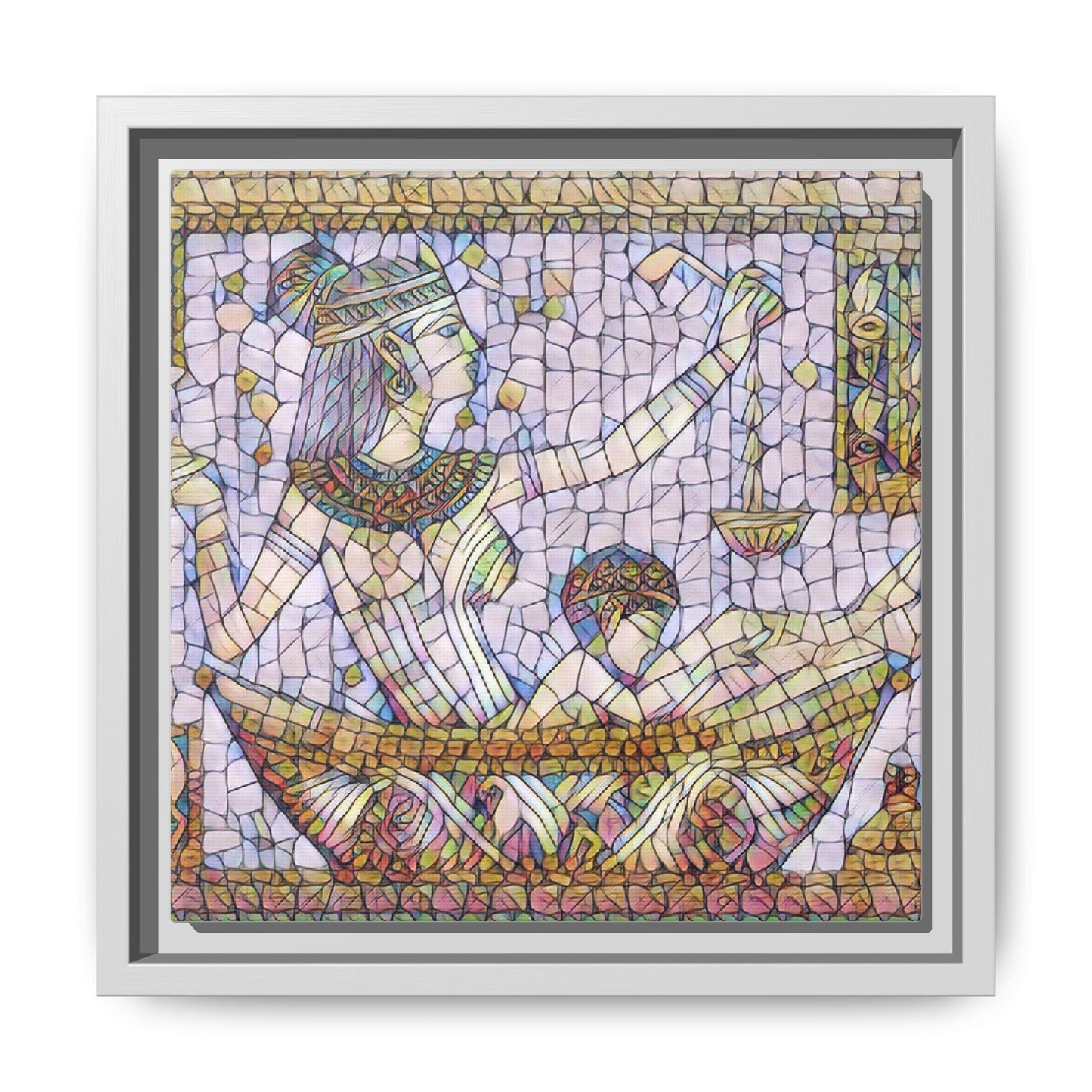 Egyptian Mosaic Goddess Matte Canvas Print (Framed)