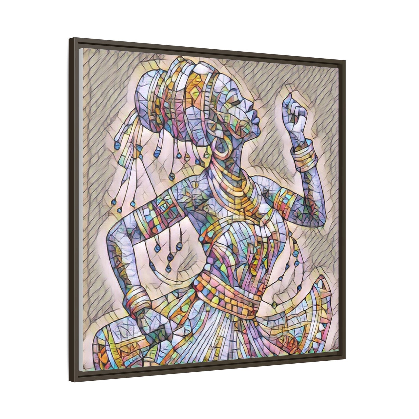 Framed Canvas Art — Colorful Mosaic Dancer
