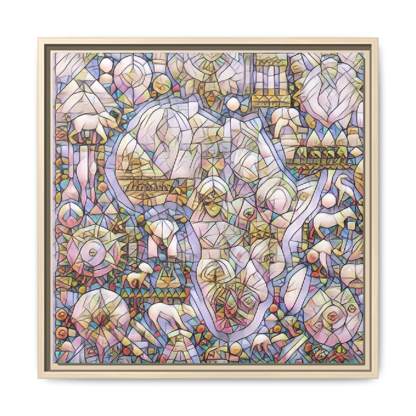 Abstract Stained-Glass Style Framed Canvas Print