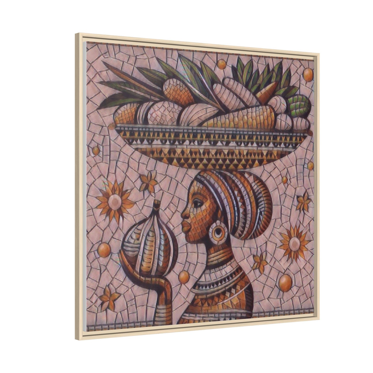 Egyptian Mosaic Goddess Matte Framed Canvas Wall Art