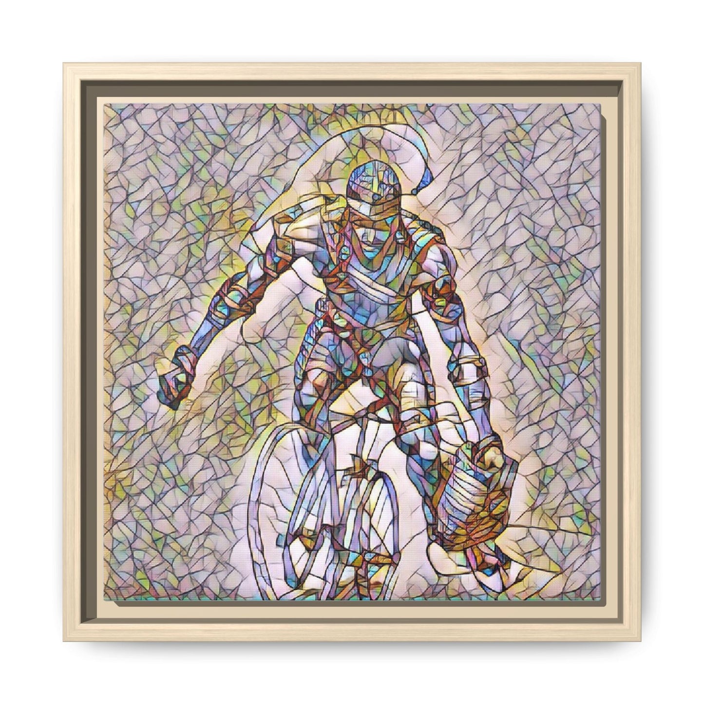 Cyclist Mosaic Matte Canvas Print — Framed Multicolor Cycling Art