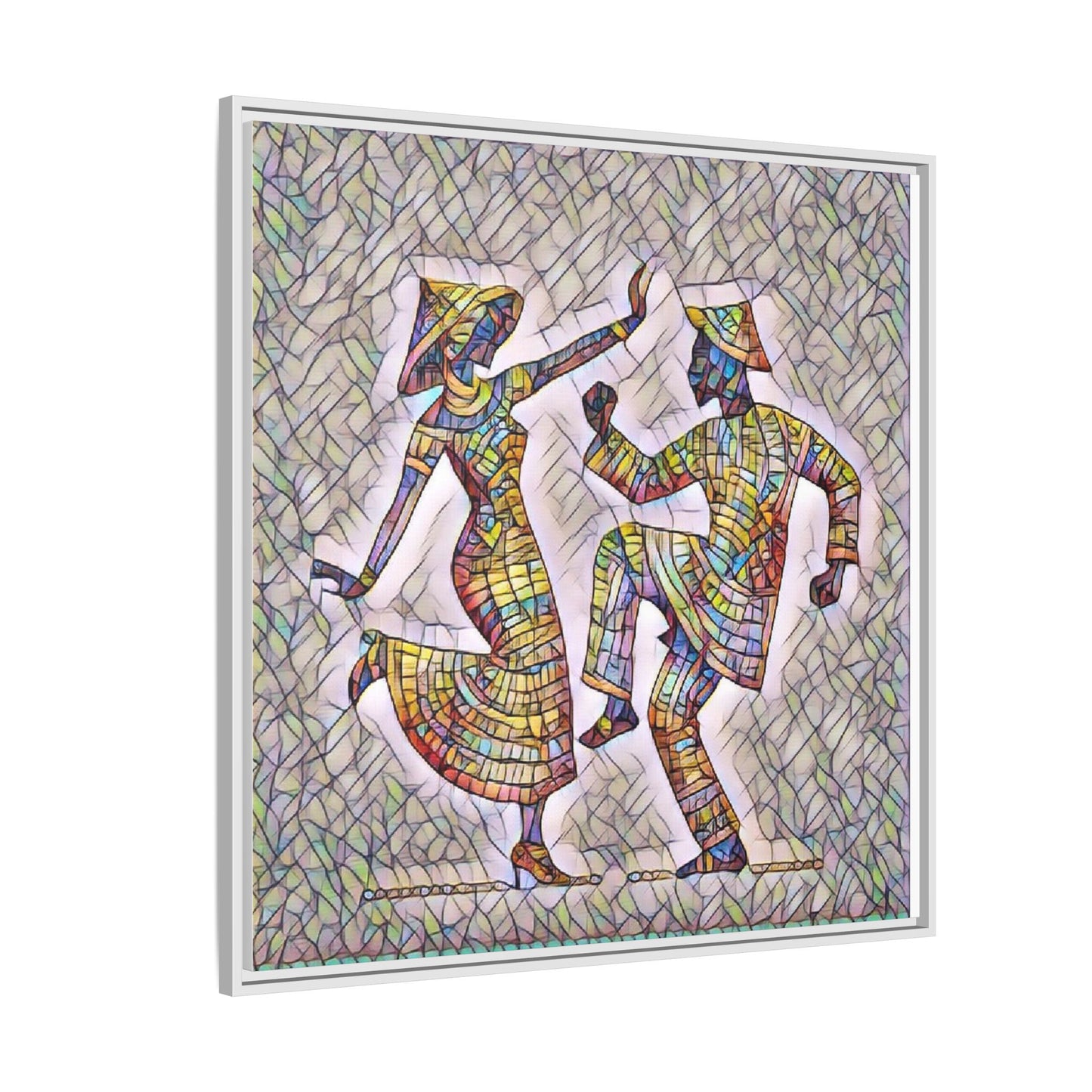 Colorful Folk Dance Matte Canvas Print (Framed)